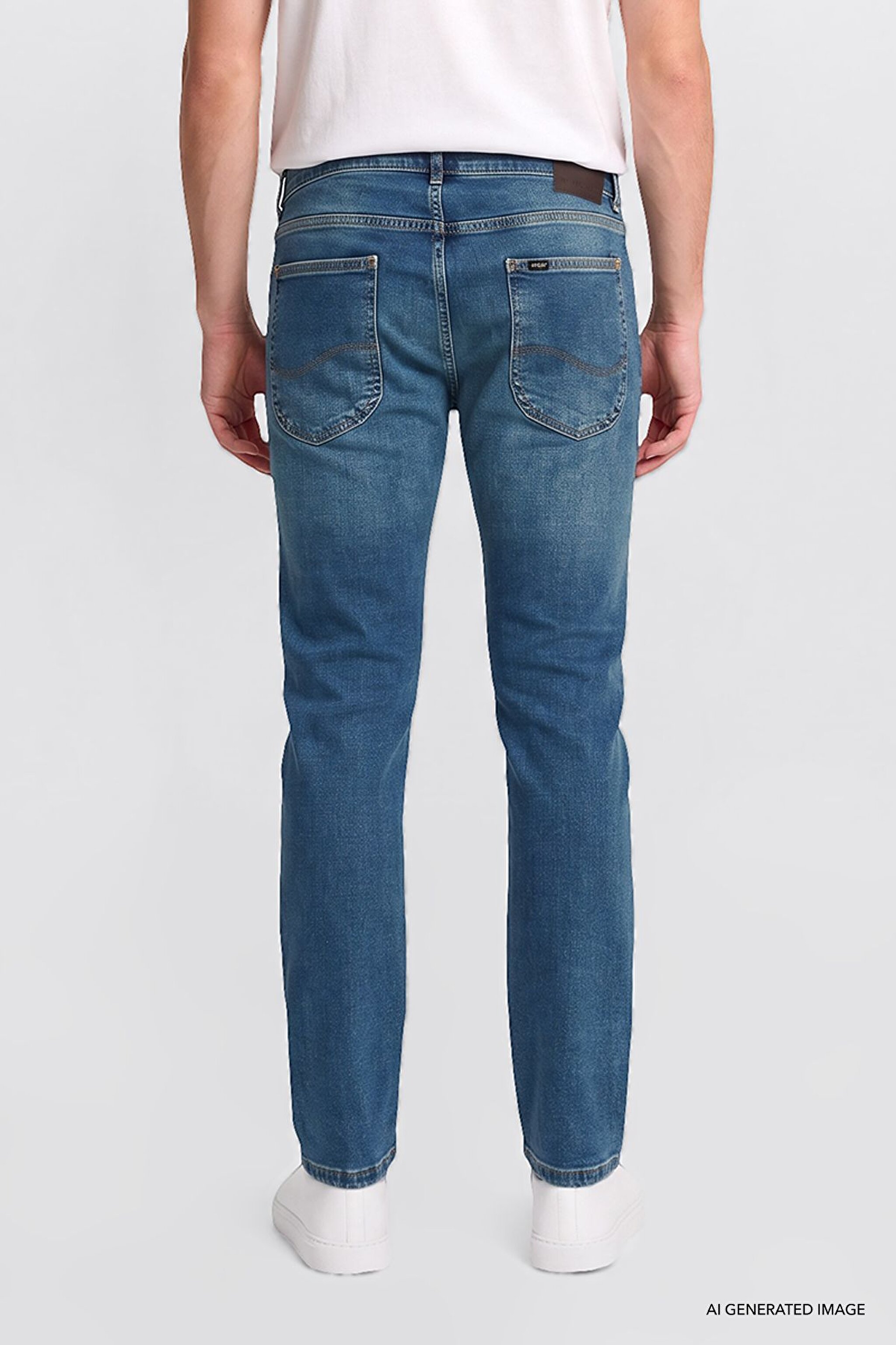 Pamuklu Slim Fit Dar Kesim Cepli Esnek Jean Kot Denim Pantolon - MidBlue-L719710062XT (görsel 4)