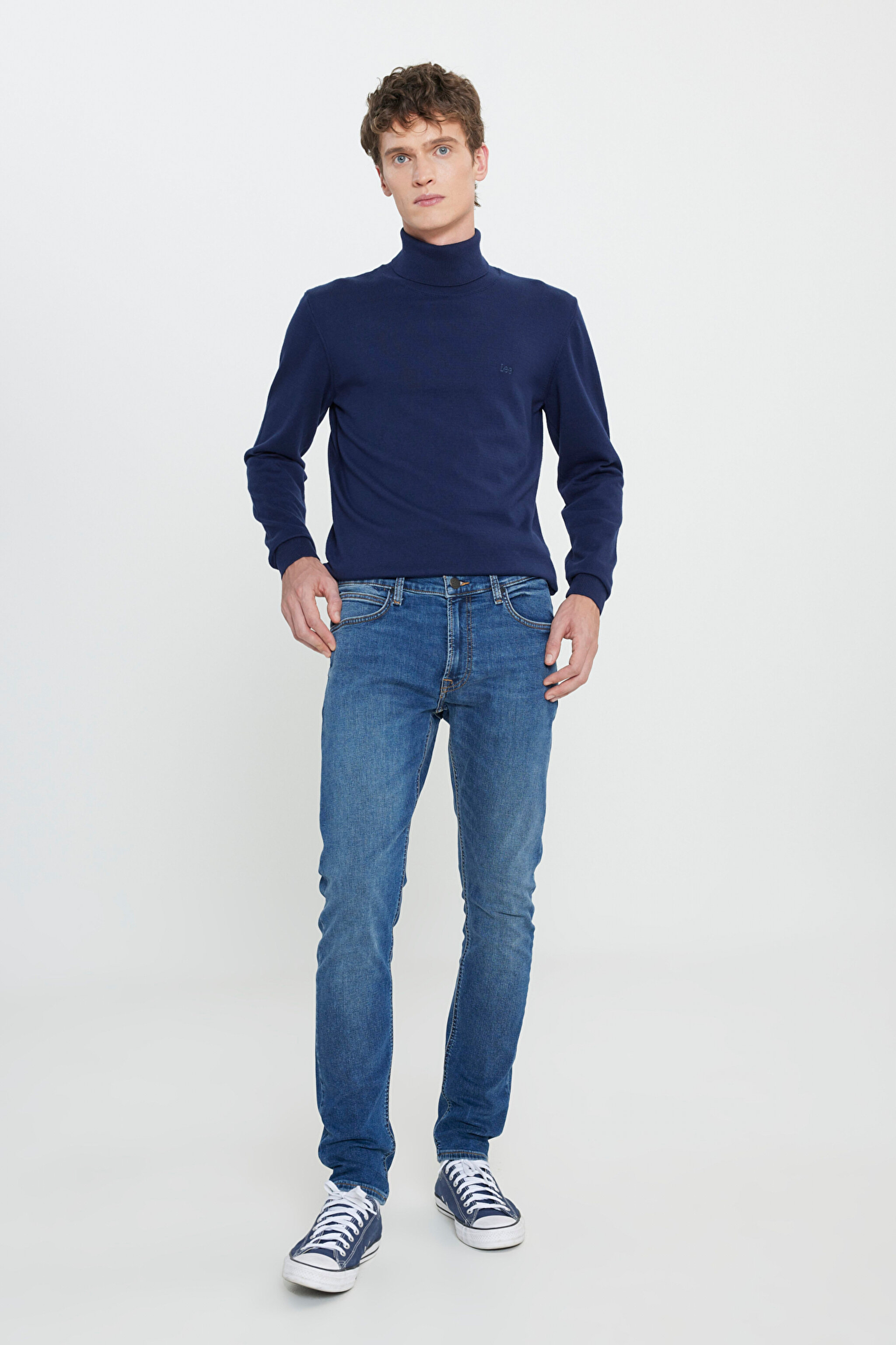 Luke Slim Fit Dar Kesim Düşük Bel Mavi Esnek Jean Kot Pantolon
