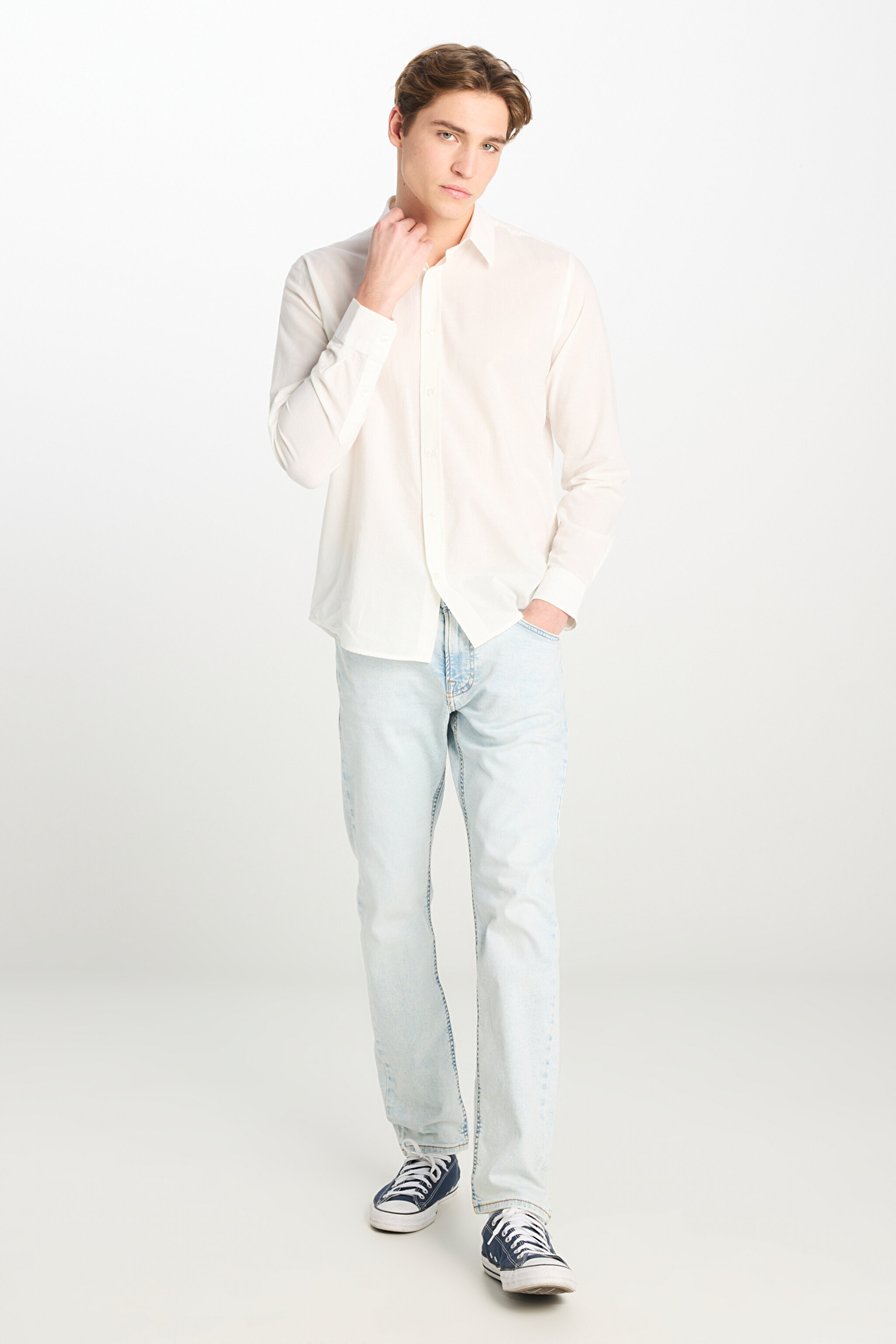 Luke Slim Fit Dar Kesim Normal Bel Açık Mavi Esnek Jean Kot Pantolon - Extra Light Worn in-L719CAC54