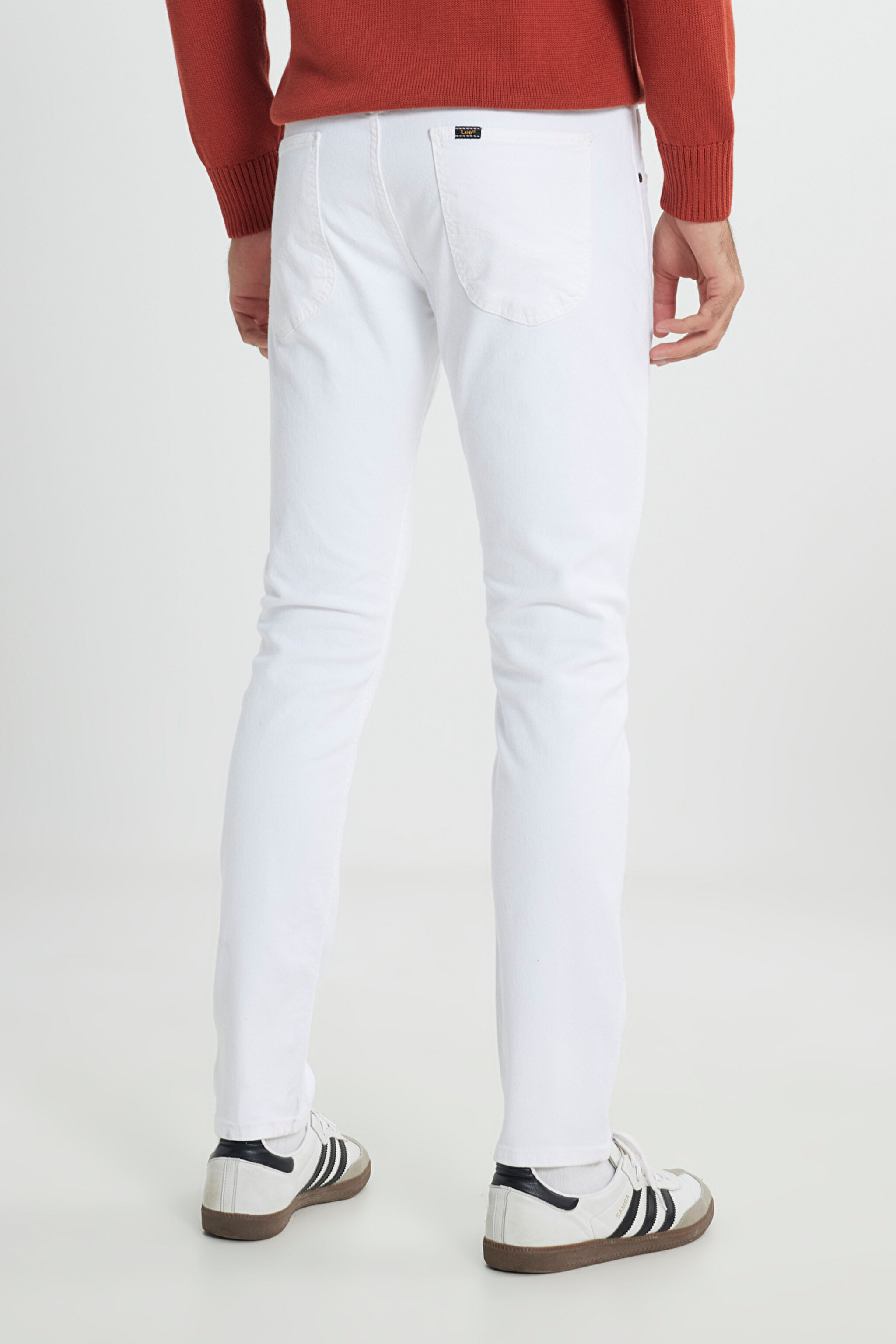 Slim Fit Dar Kesim Normal Bel Dar Paça Luke Beyaz Jean Kot Pantolon - White-L719E6361312 (görsel 5)