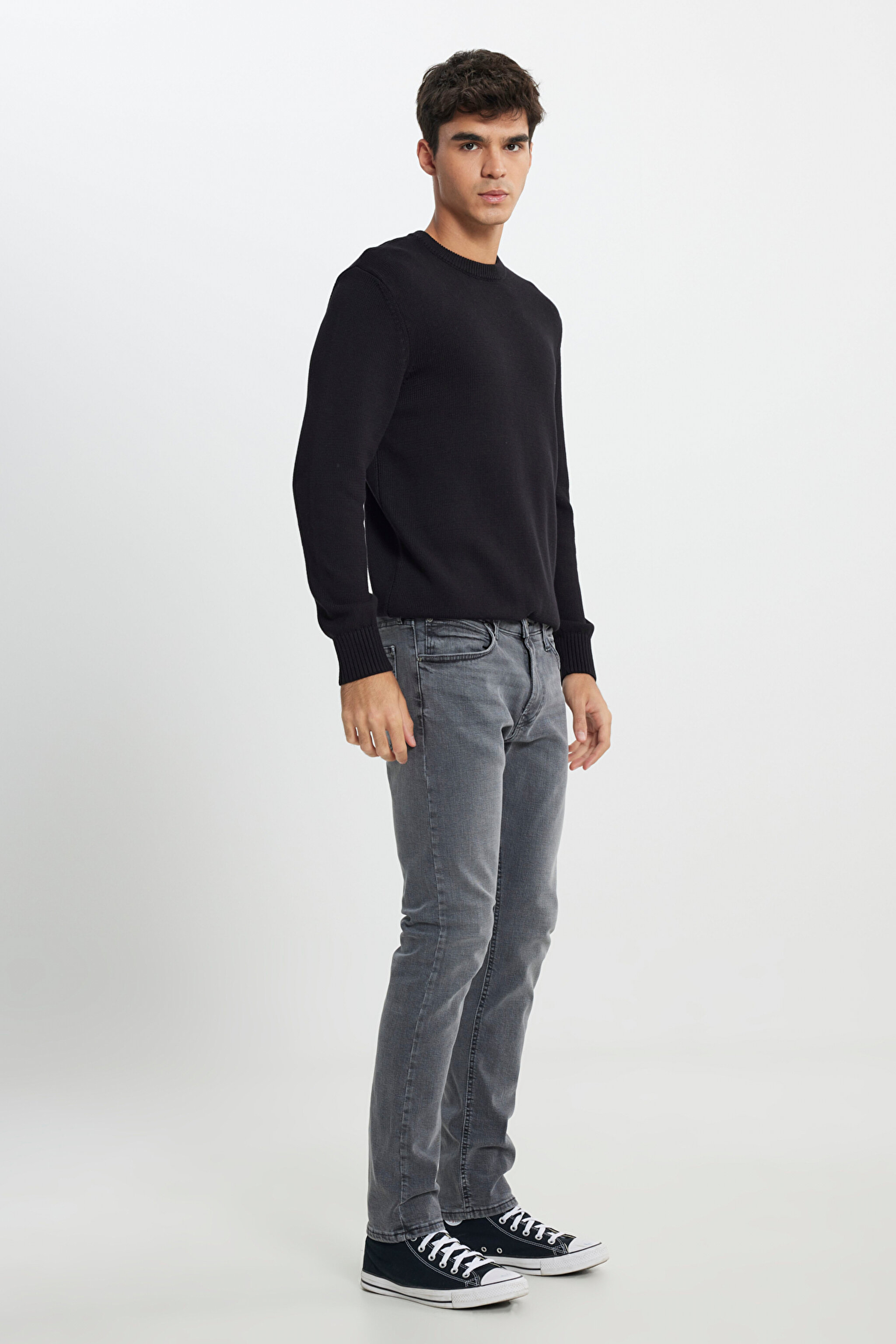 Luke Slim Fit Dar Kesim Normal Bel Esnek Jean Kot Pantolon - Greys End-L719IBB82