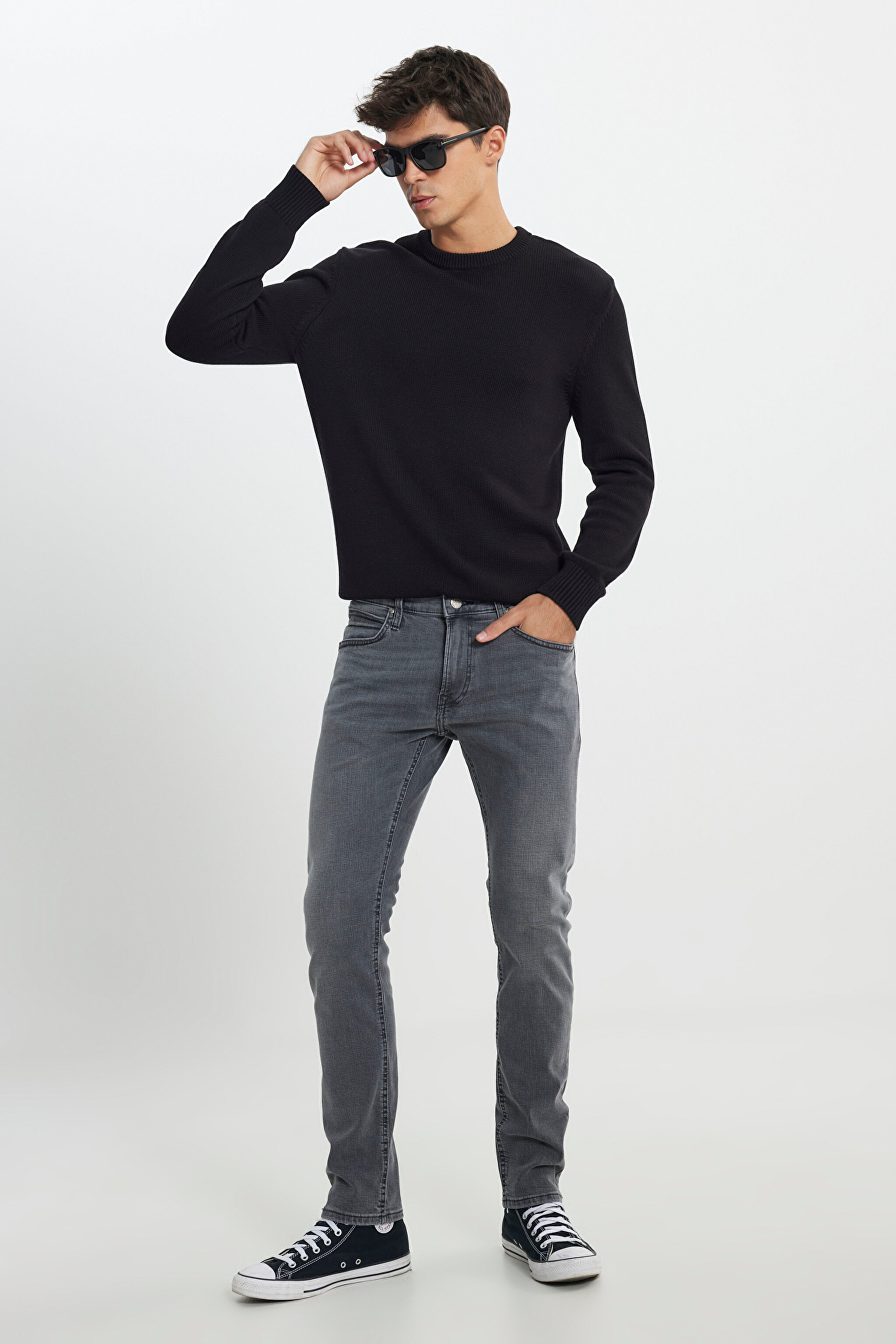 Luke Slim Fit Dar Kesim Normal Bel Esnek Jean Kot Pantolon - Greys End-L719IBB82 (görsel 2)