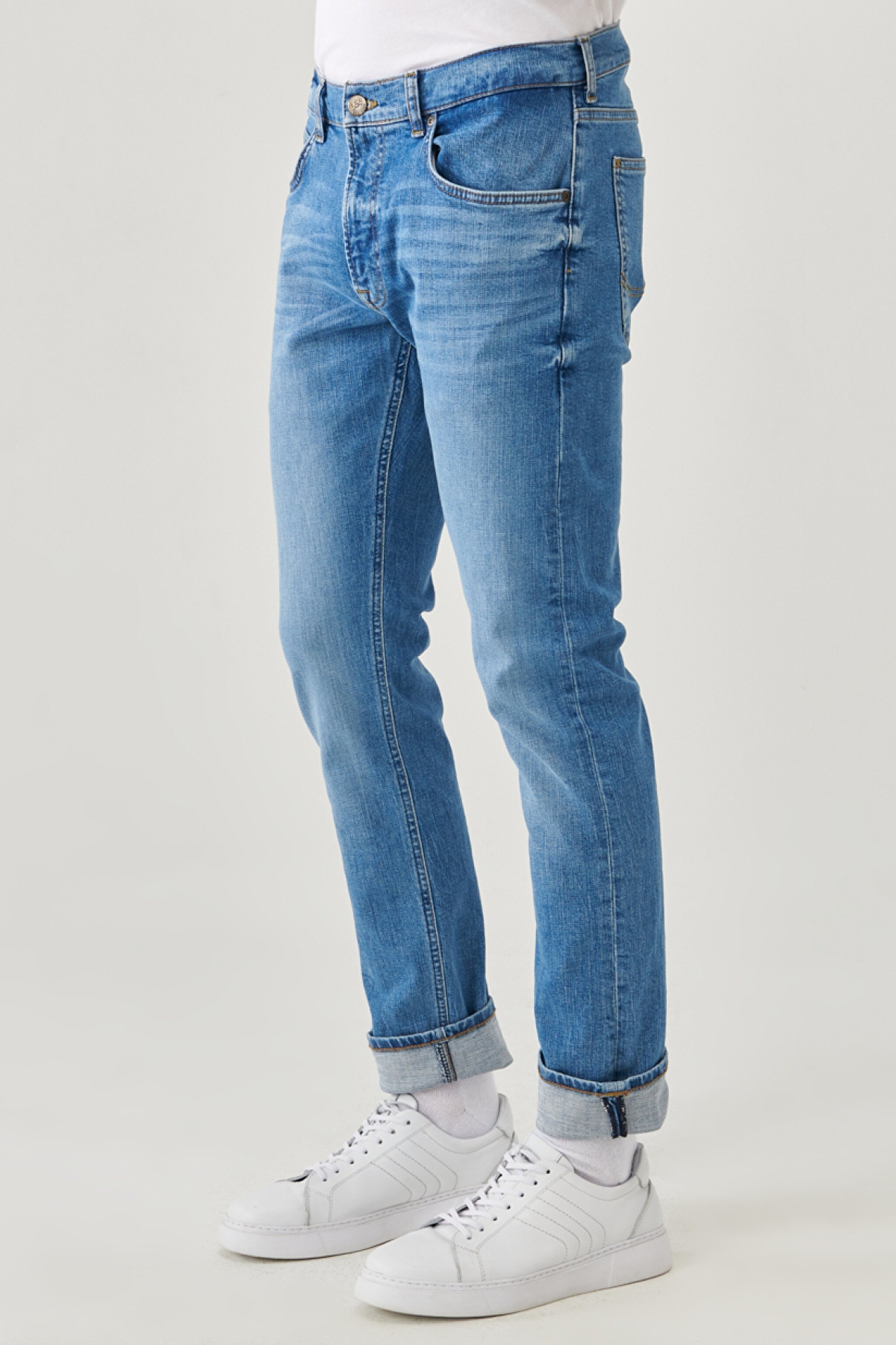 Luke Slim Tapered Fit Normal Bel Esnek Jean Kot Pantolon - Worn In Cody-L719NLLT (görsel 4)