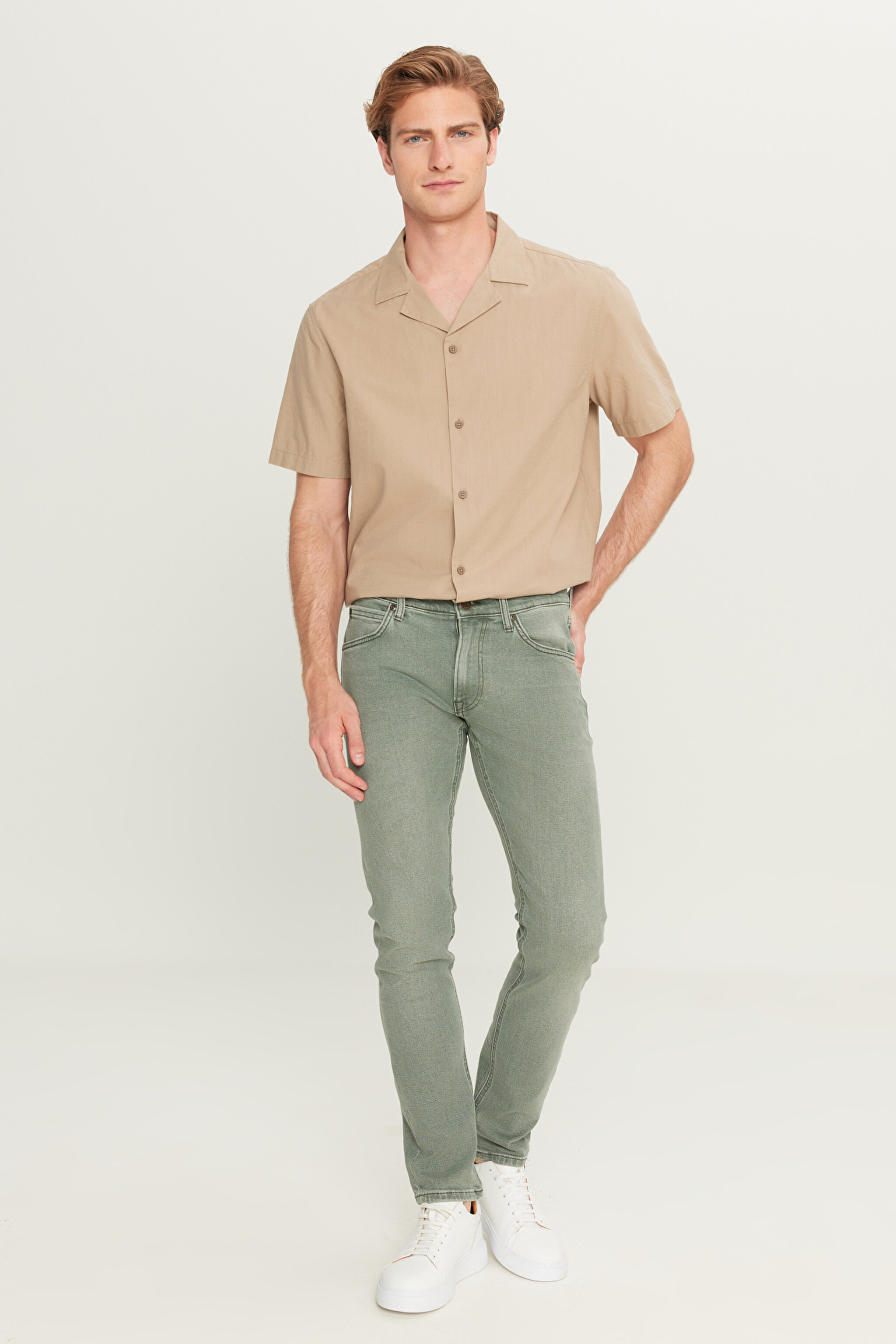 Luke Slim Fit Düşük Bel Denim Esnek Jean Kot Pantolon - Light Khaki-L719NSUU (görsel 2)