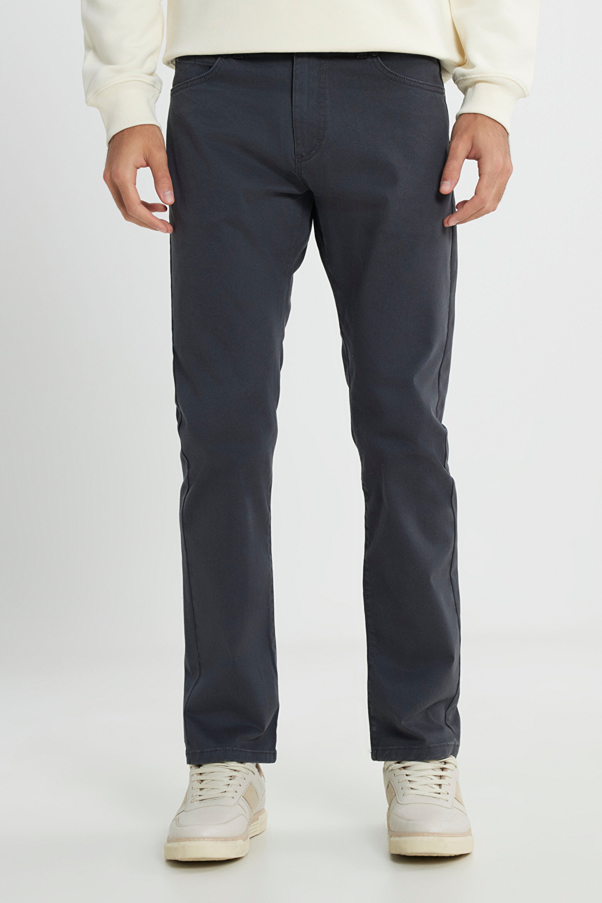 Extreme Motion Slim Fit Dar Kesim Normal Bel Gri Esnek Pantolon - Gray-L71WTF70 (görsel 3)