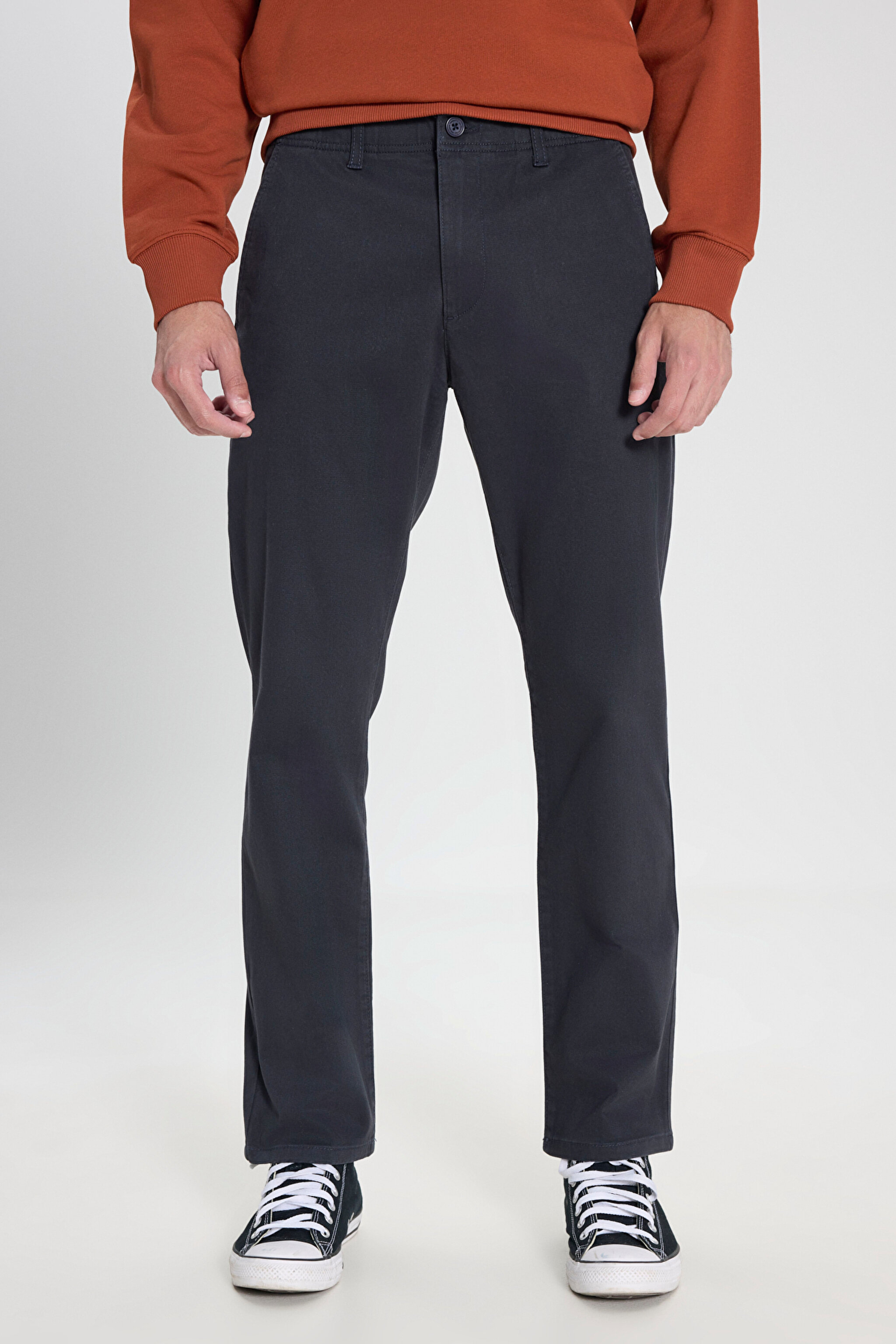 Extreme Motion Slim Fit Dar Kesim Normal Bel Lacivert Esnek Chino Pantolon - Navy-L71YPA35 (görsel 3)