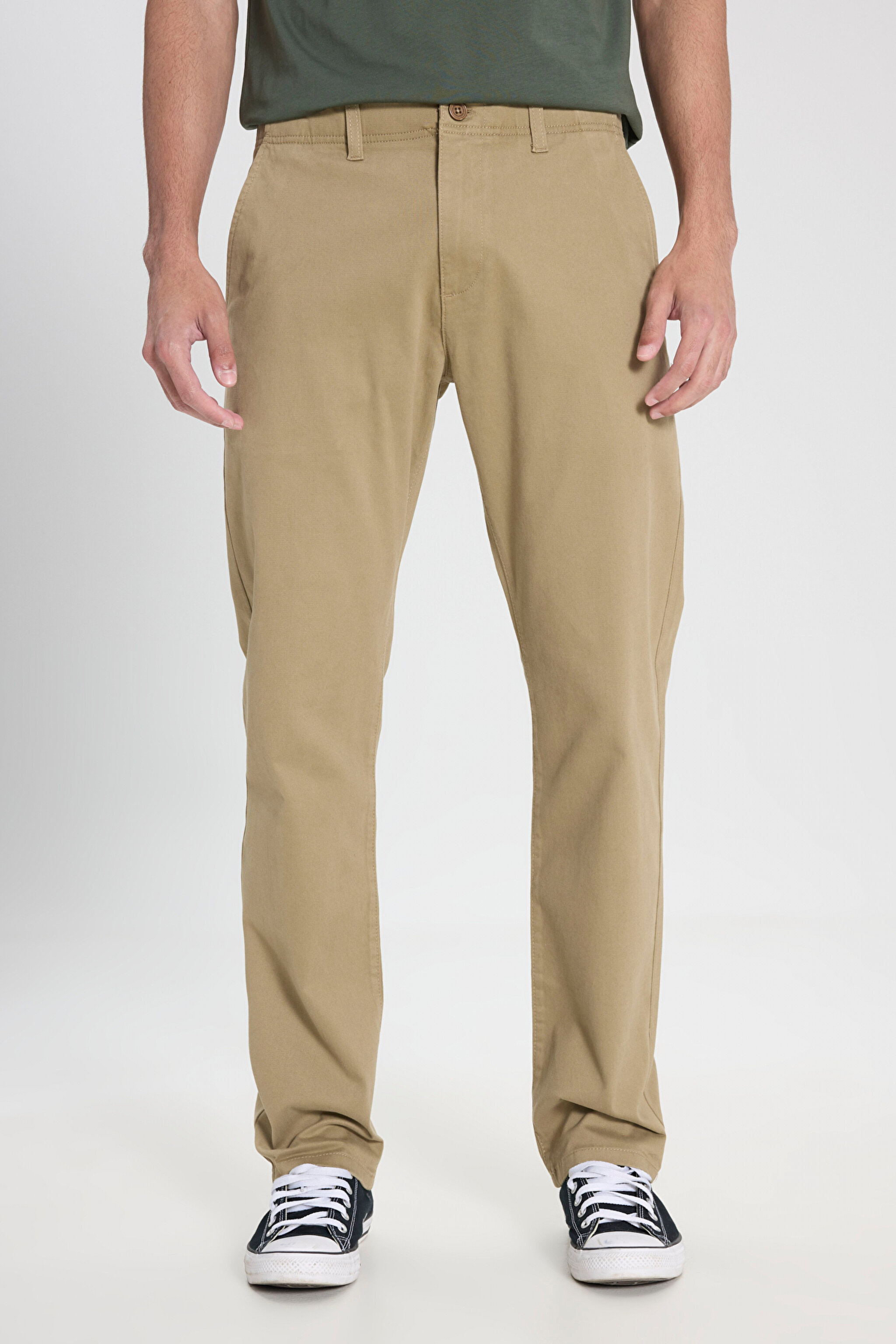 Extreme Motion Slim Fit Dar Kesim Normal Bel Bej Esnek Pantolon - Green-L71YPAUA (görsel 3)