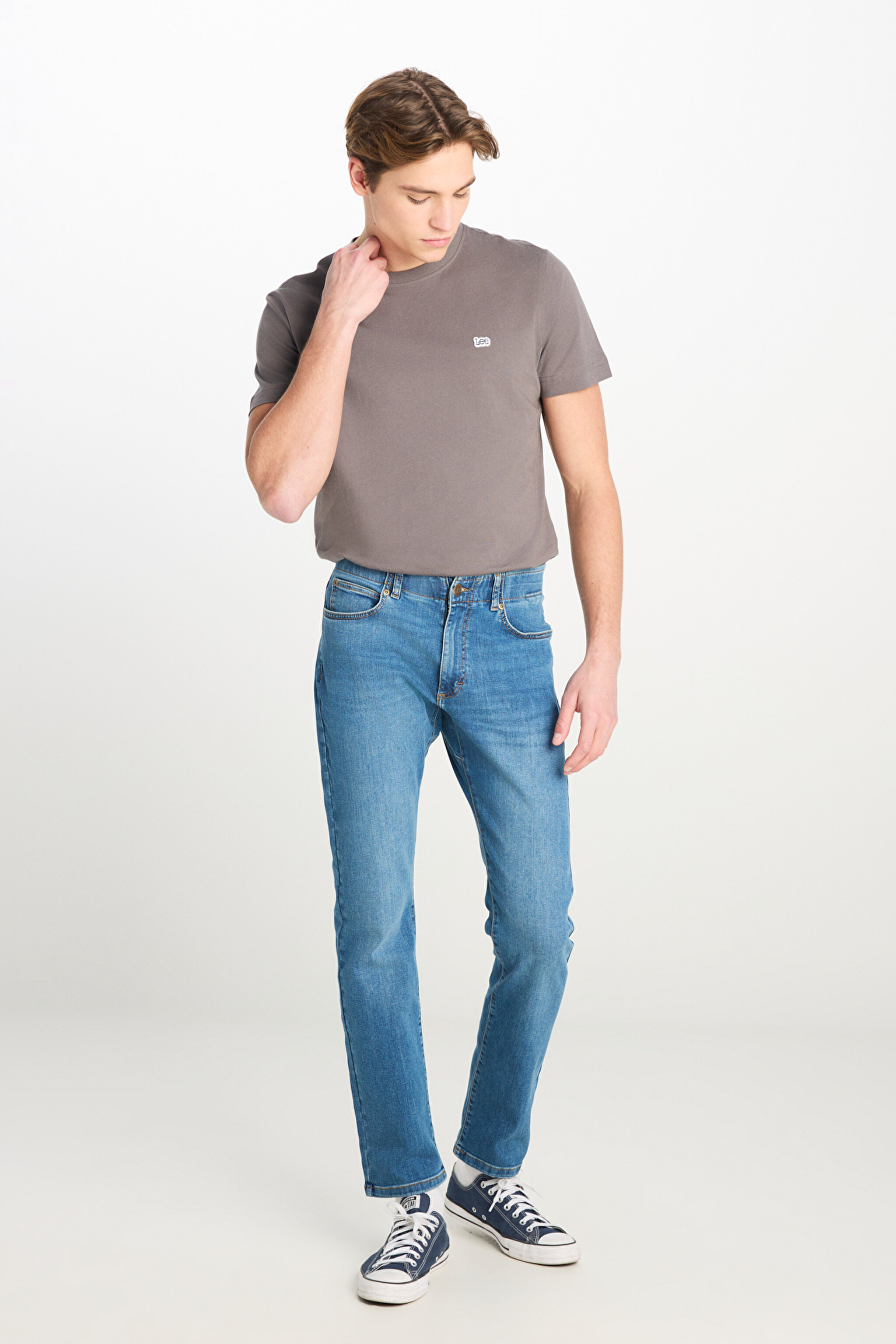 Slim Tapered Fit Dar Kesim Normal Bel Düz Paça Extreme Motion Mavi Esnek Jean Kot Pantolon