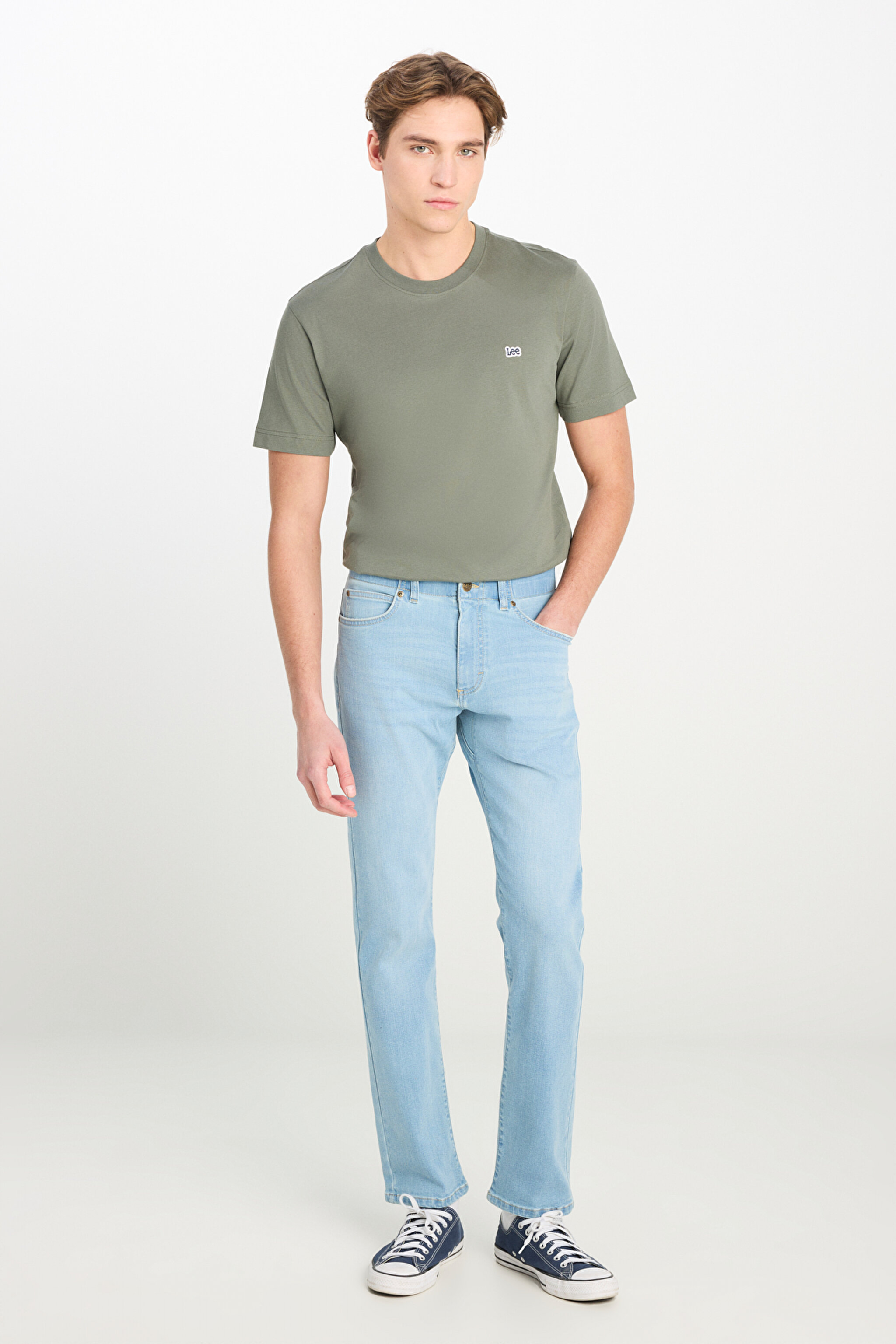 Slim Fit Dar Kesim Normal Bel Dar Paça Extreme Motion Açık Mavi Esnek Jean Kot Pantolon