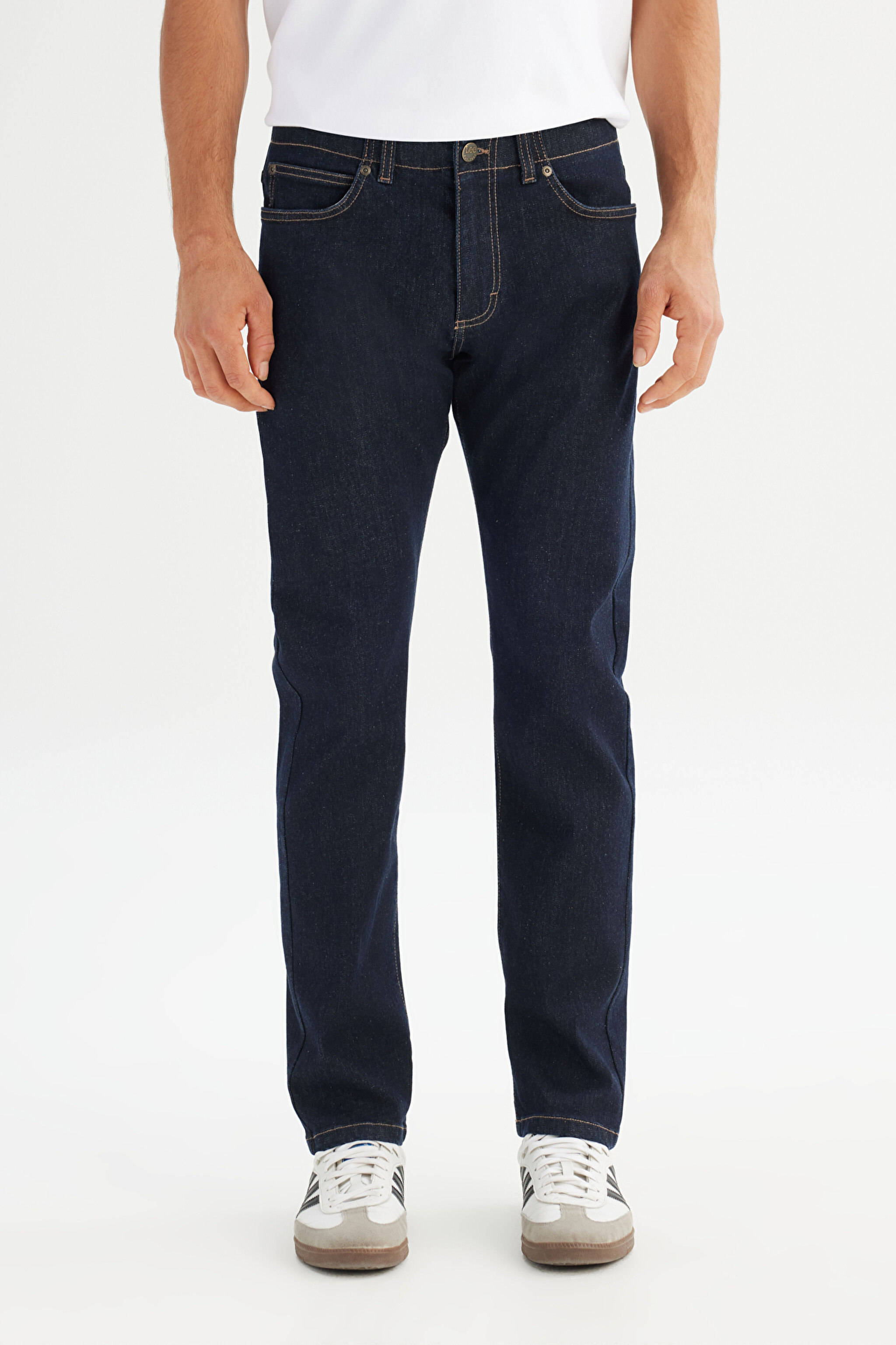 Slim Fit Normal Bel Denim Extreme Motion Jean Kot Pantolon - Dark Blue-L72ASO36 (görsel 2)
