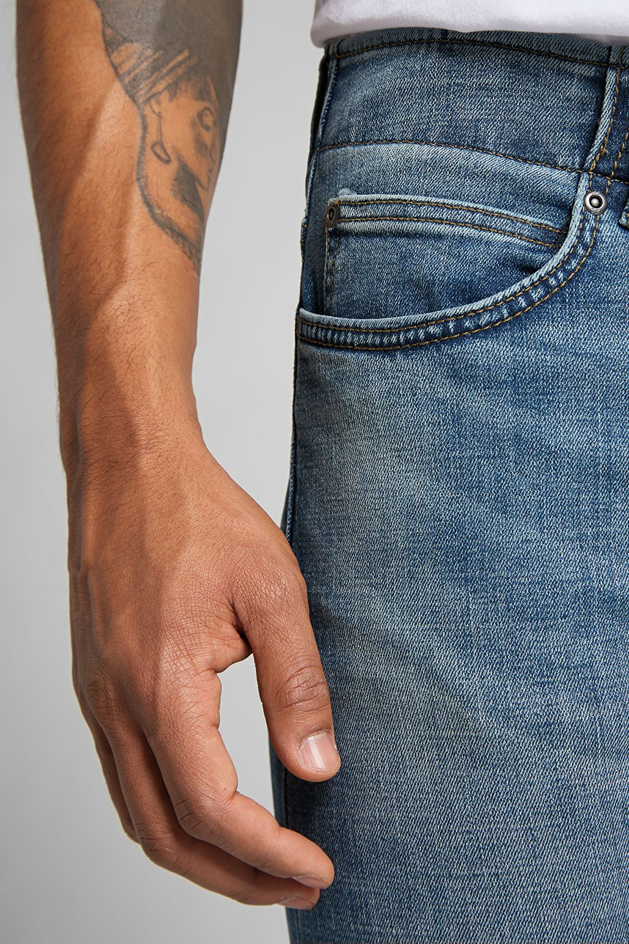 Extreme Motion Slim Fit Dar Kesim Normal Bel Mavi Esnek Jean Kot Pantolon - Blue-L72ASOPB (görsel 4)