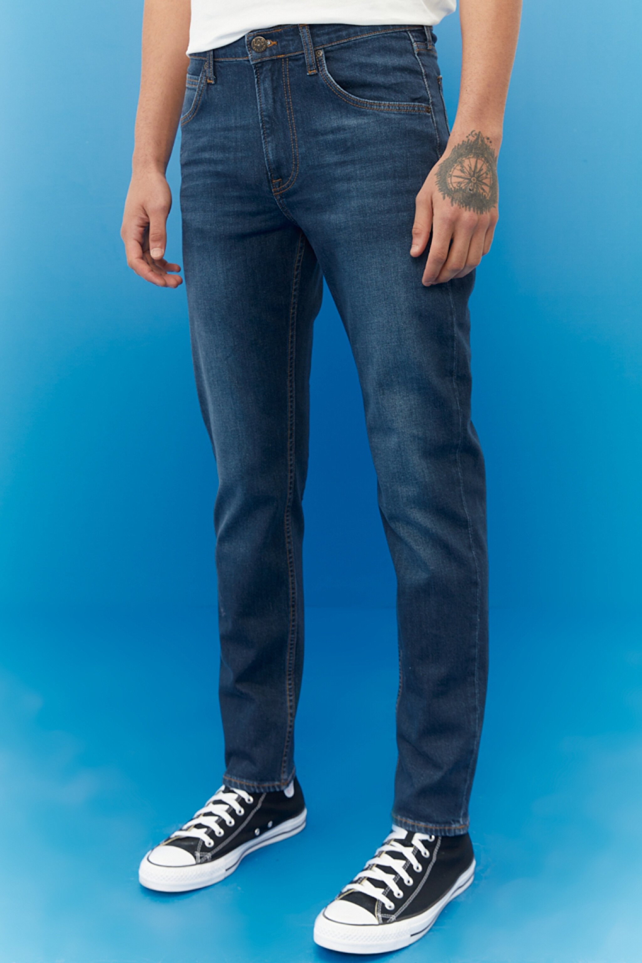 Austin Regular Tapered Fit Yüksek Bel Koyu Mavi Esnek Jean Kot Pantolon