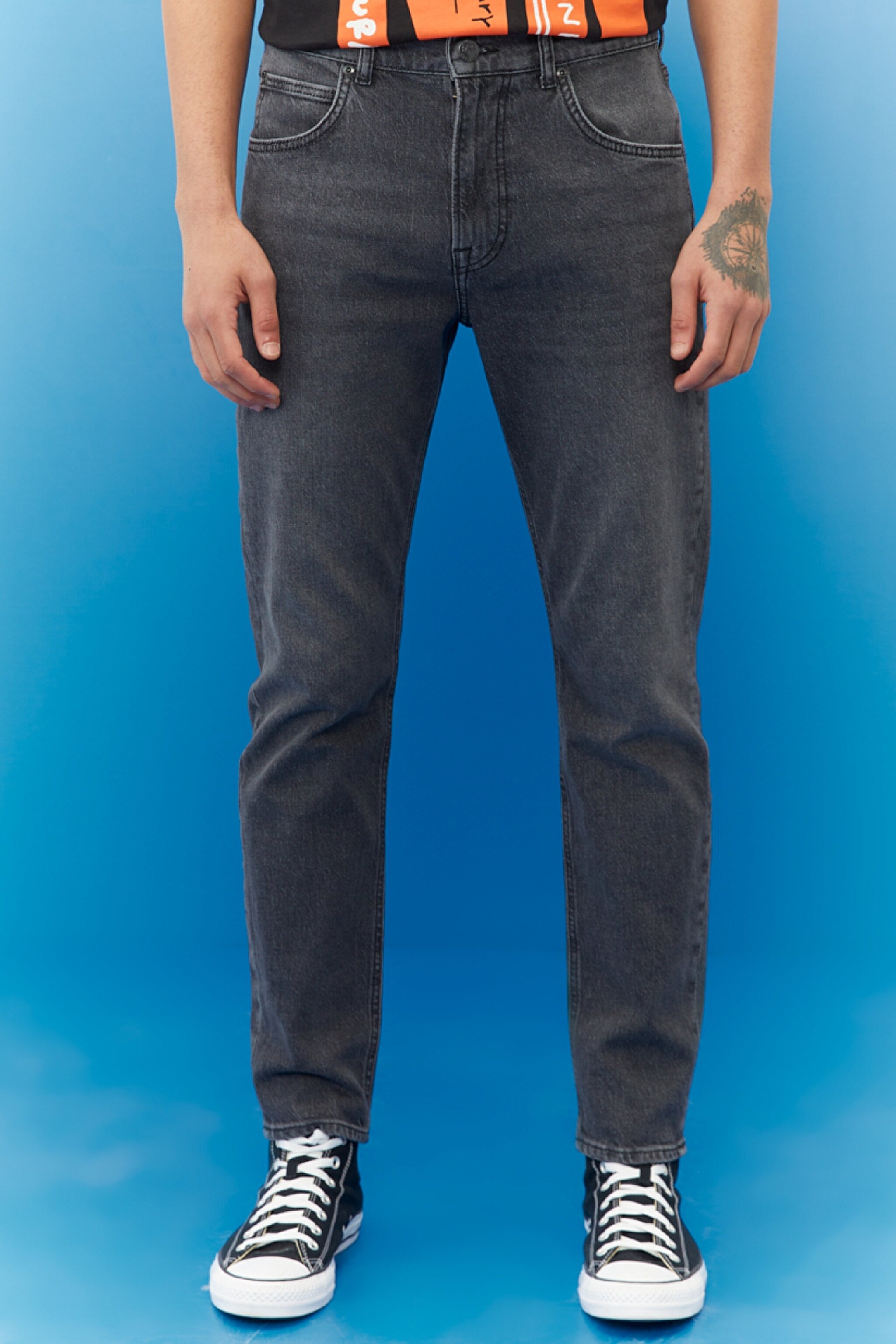 Austin Regular Tapered Fit Yüksek Bel Esnek Jean Kot Pantolon - Worn in Charcoal-L733004FX
