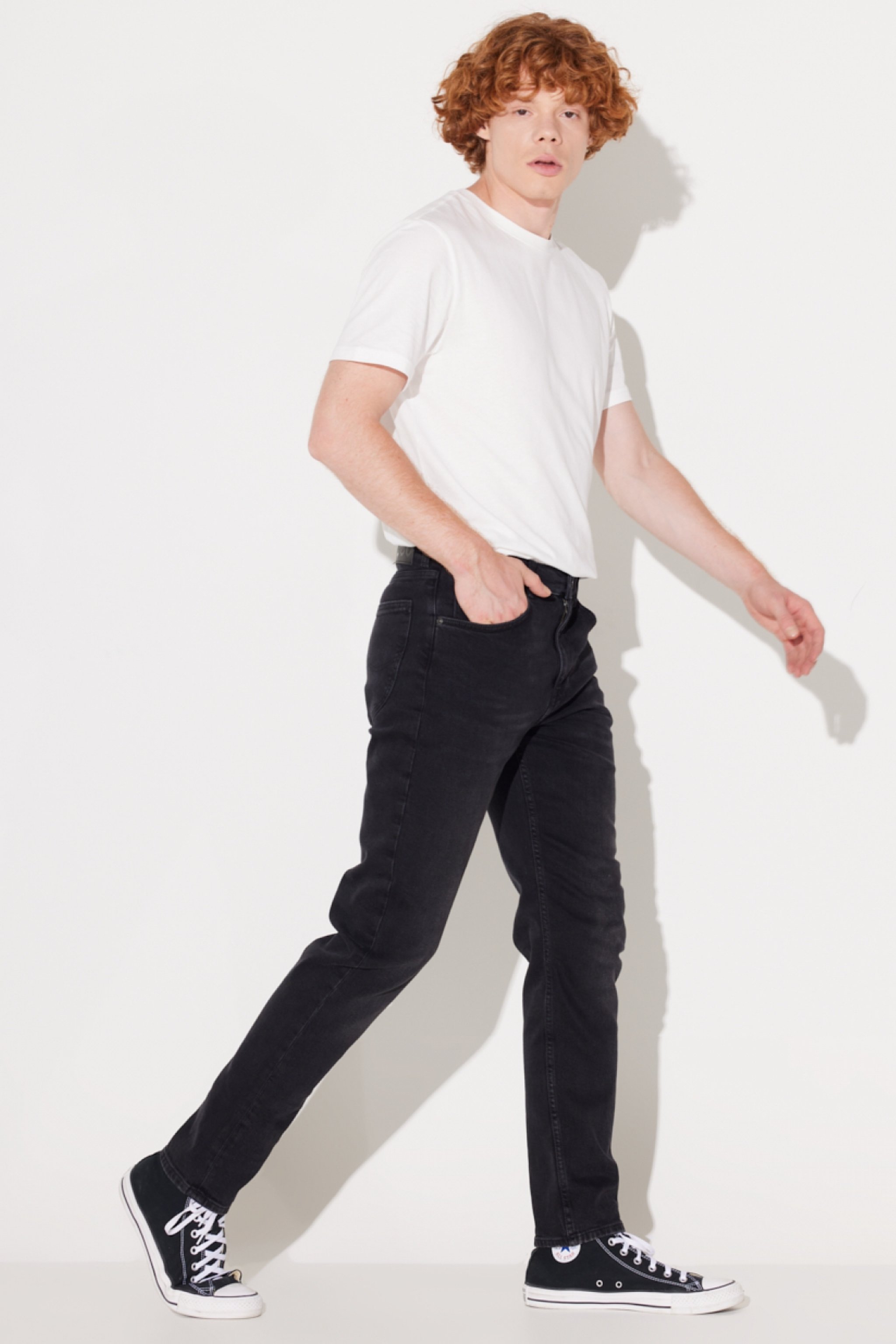 Austin Straight Fit Düz Kesim Yüksek Bel Yıkamalı Siyah Esnek Jean Kot Pantolon - Stone-L73301458 (görsel 4)