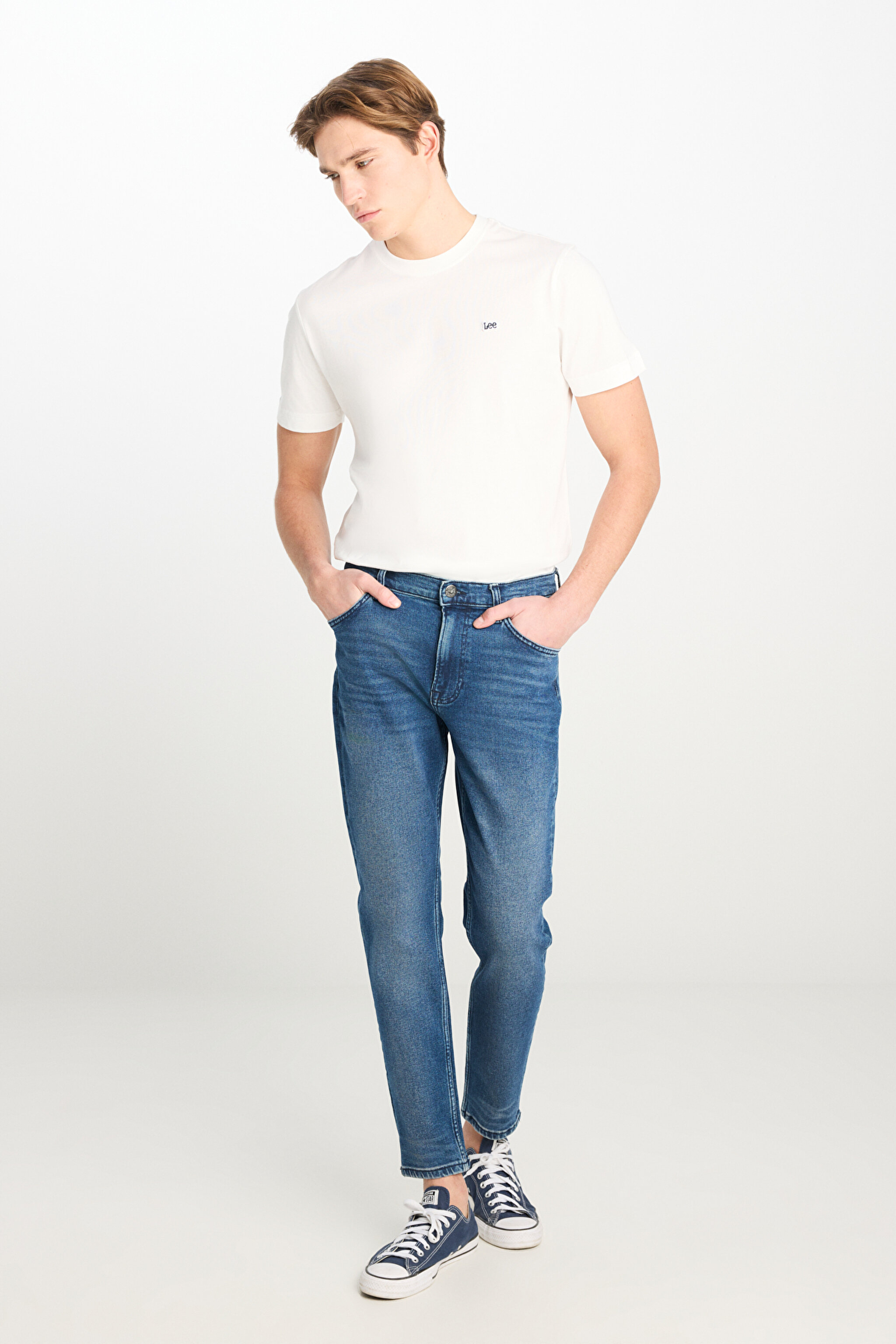 Austin Regular Tapered Fit Daralan Kesim Mavi Pamuklu Esnek Jean Denim Pantolon - Mid Indigo-L733025318 (görsel 2)