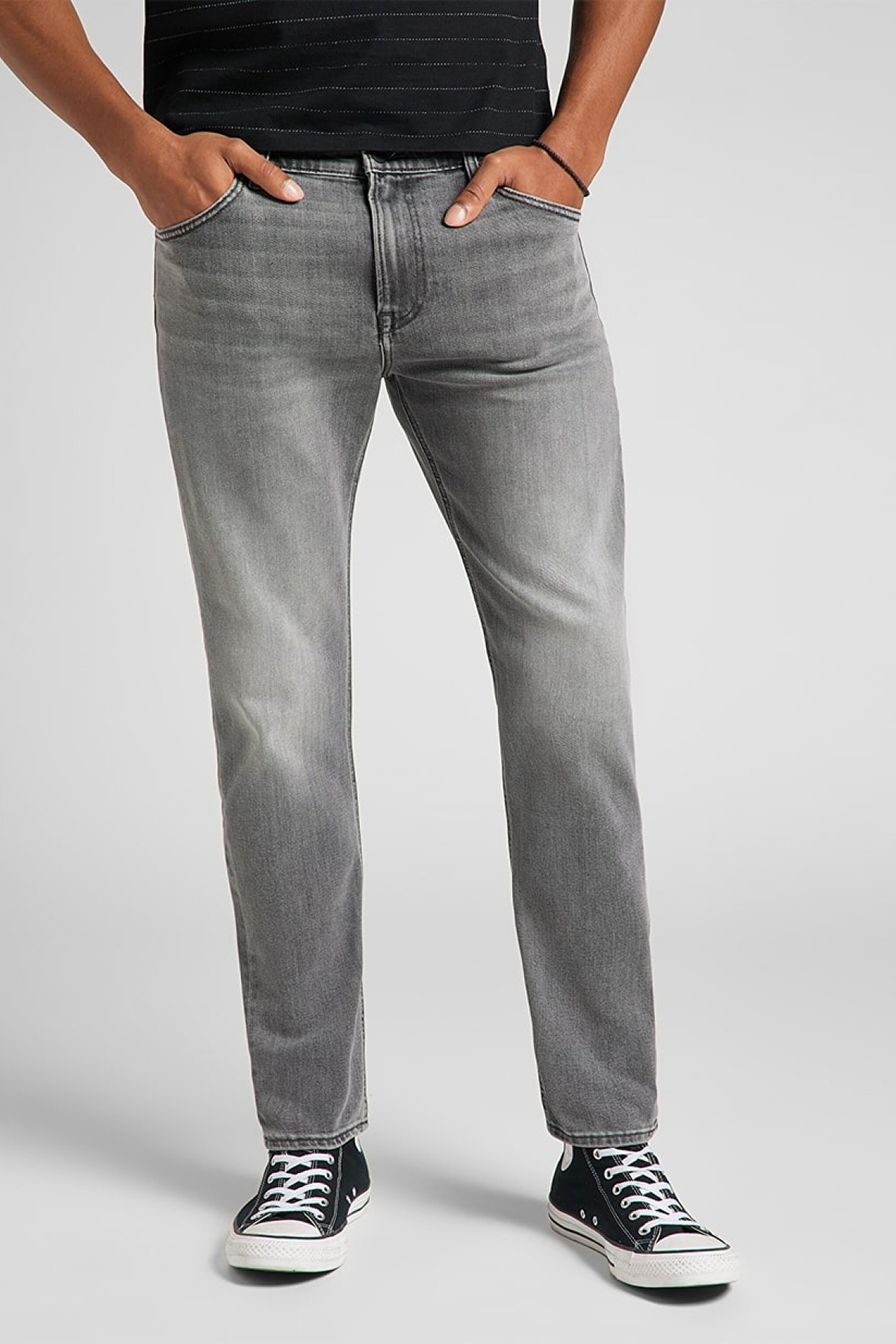 Austin Straight Fit Normal Bel Denim Esnek Jean Kot Pantolon - Gray-L733PYMO