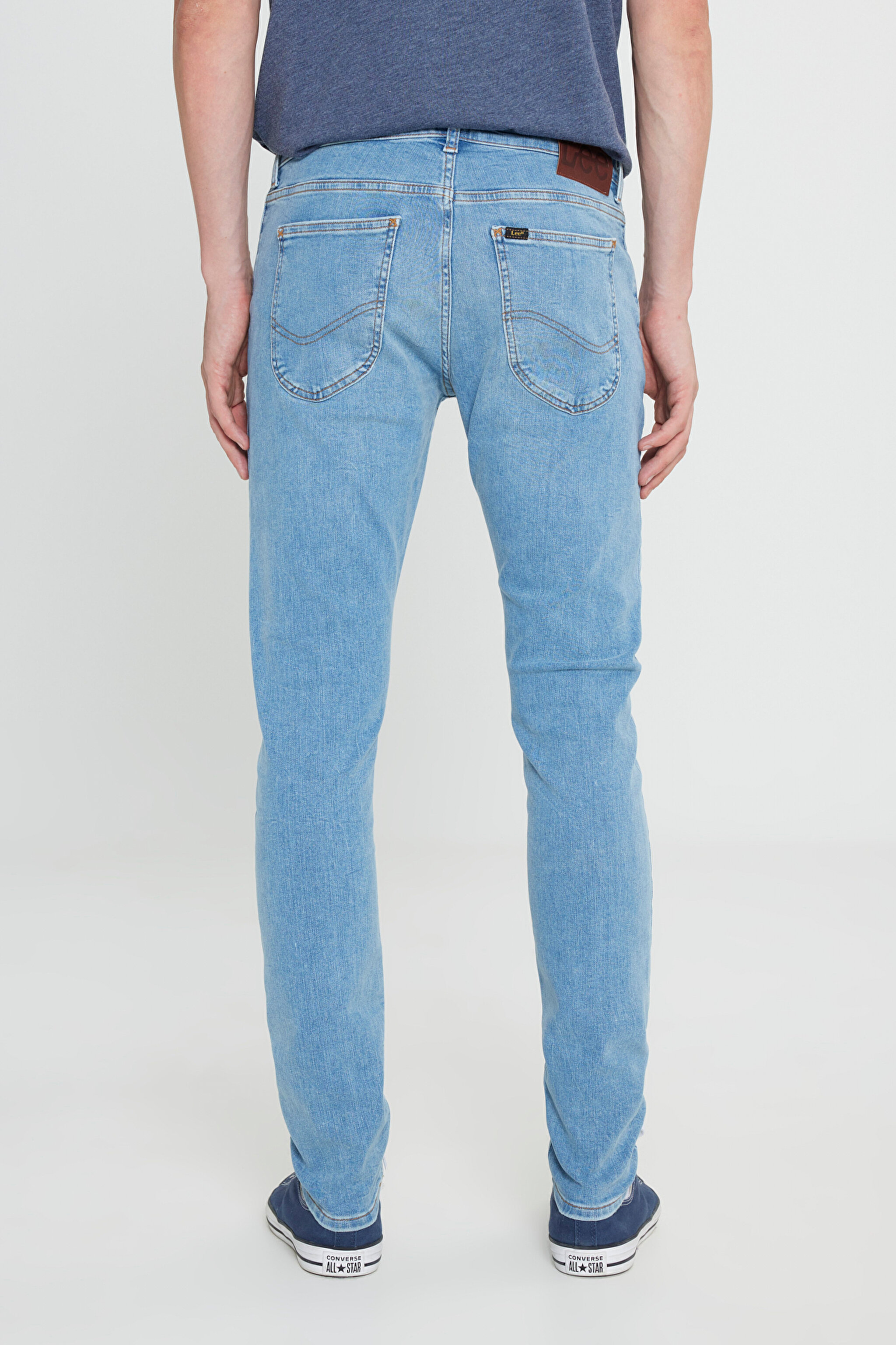 Malone Skinny Slim Fit Dar Kesim Normal Bel Esnek Jean Kot Pantolon - Mid Blue-L736017XT (görsel 4)