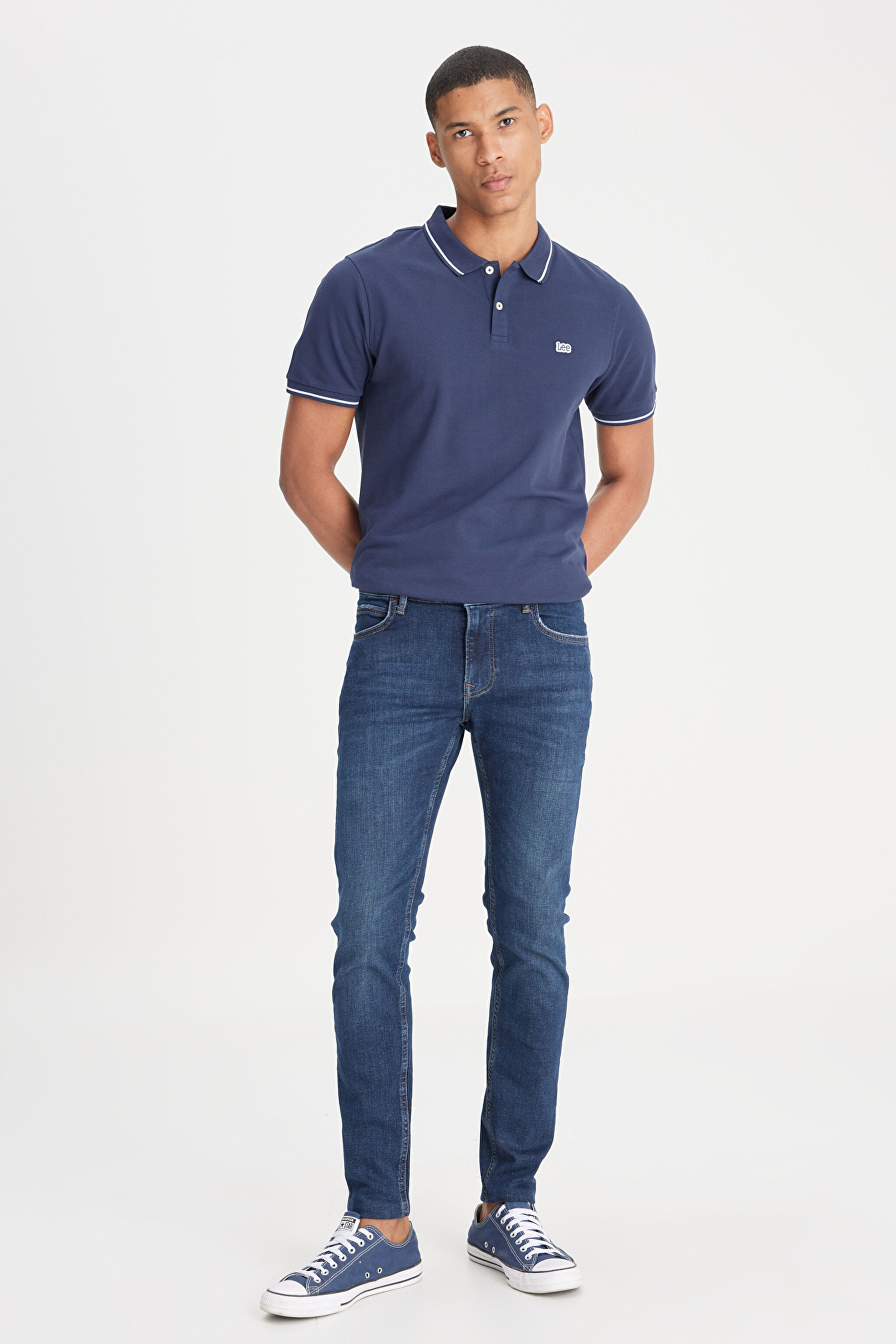 Malone Skinny Fit Dar Kesim Normal Bel Koyu Mavi Esnek Jean Kot Pantolon - Stone-L73607458 (görsel 2)