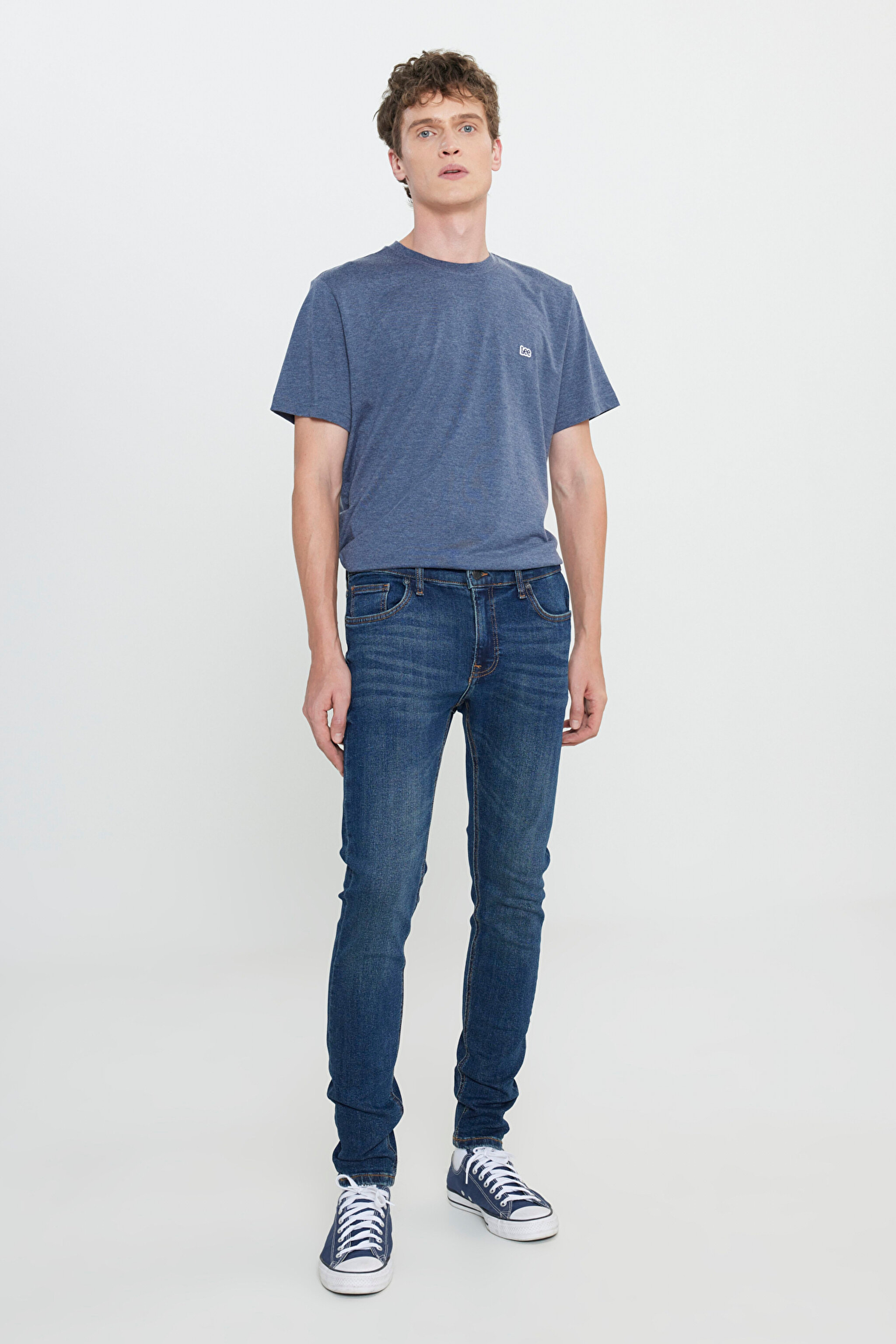 Skinny Fit Çok Dar Kesim  Normal Bel Çok Dar Paça Malone Mavi Jean Kot Pantolon - Mid Blue-L736156XT (görsel 2)