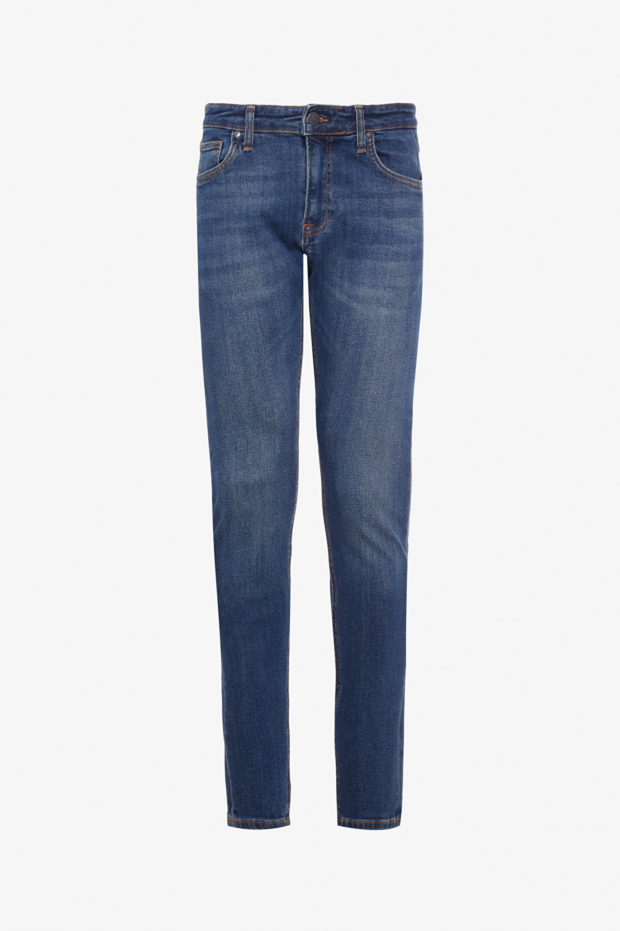 Skinny Fit Çok Dar Kesim  Normal Bel Çok Dar Paça Malone Mavi Jean Kot Pantolon - Mid Blue-L736156XT (görsel 6)