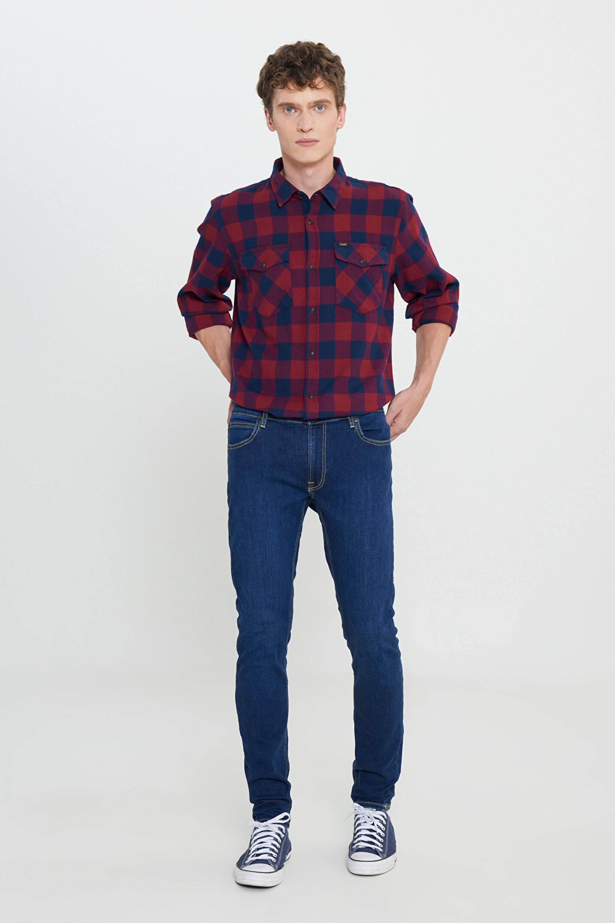 Malone Skinny Fit Dar Kesim Normal Bel Esnek Jean Kot Pantolon - Washed Dark-L736EMXA (görsel 2)