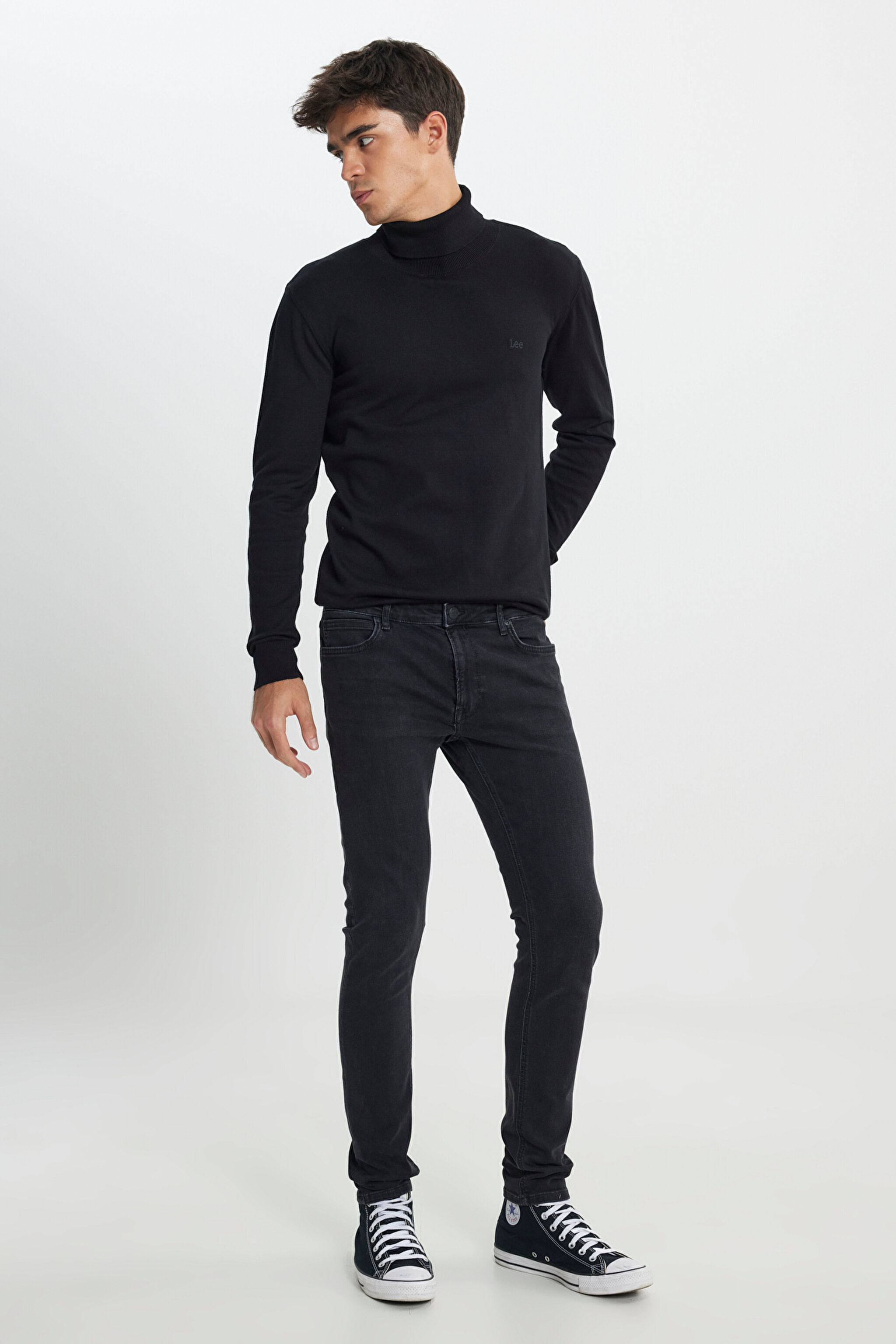 Malone Skinny Fit Dar Kesim Düşük Bel Siyah Esnek Jean Kot Pantolon - Black-L736PJST (görsel 2)