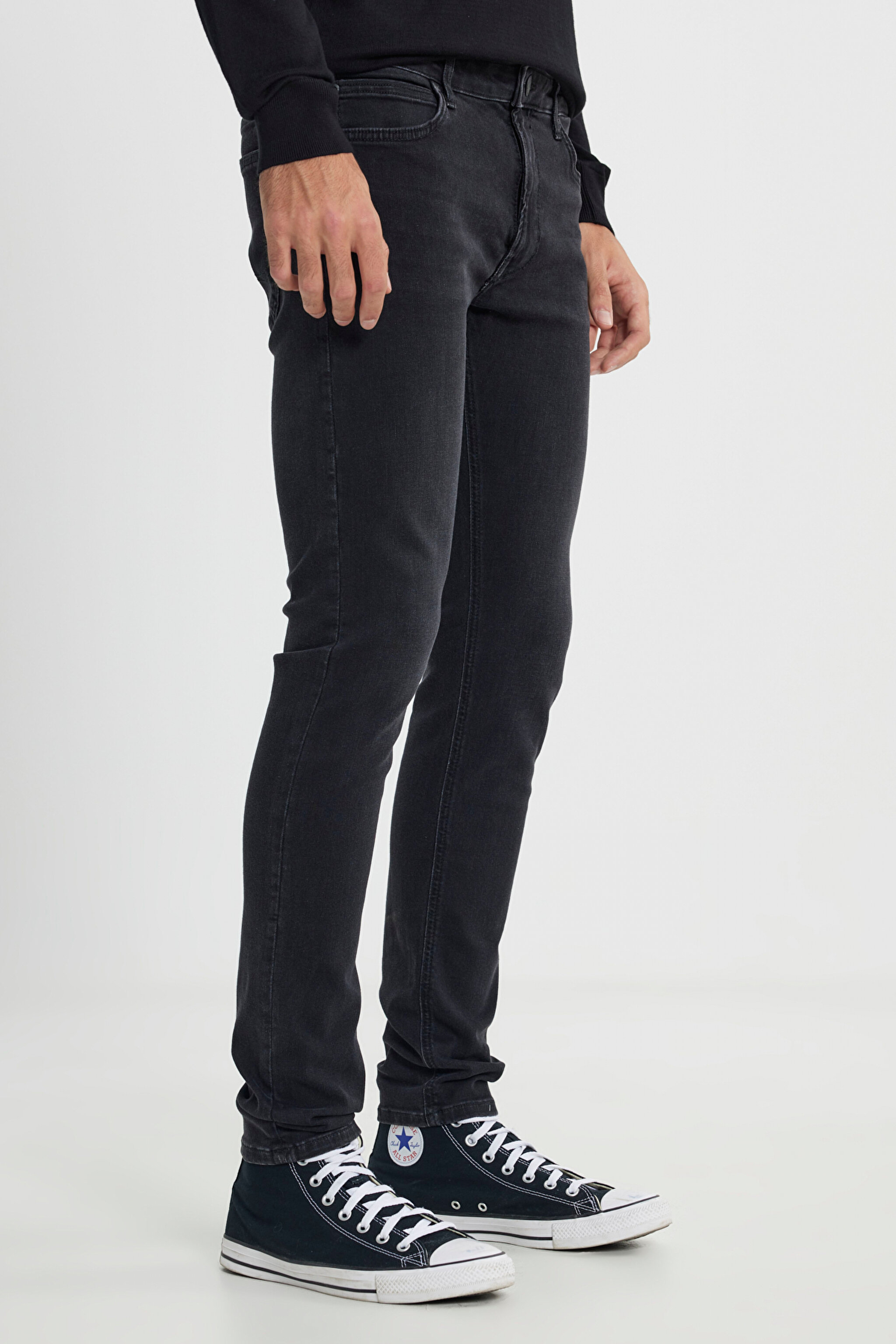 Malone Skinny Fit Dar Kesim Düşük Bel Siyah Esnek Jean Kot Pantolon - Black-L736PJST (görsel 5)
