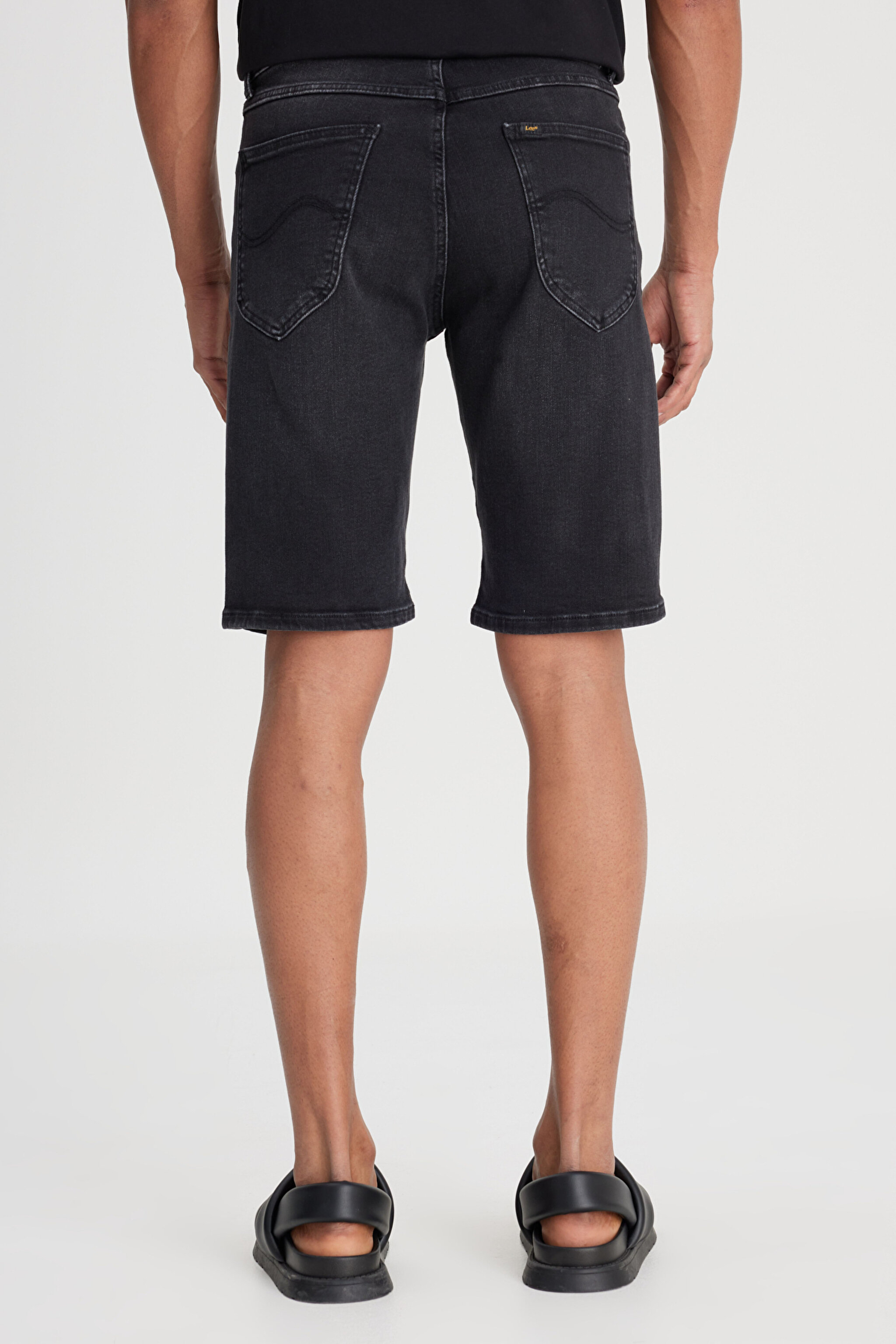 Regular Fit Normal Kesim Normal Bel Siyah Esnek Jean Kot Şort - Black Worn in-L73MKPC48 (görsel 8)