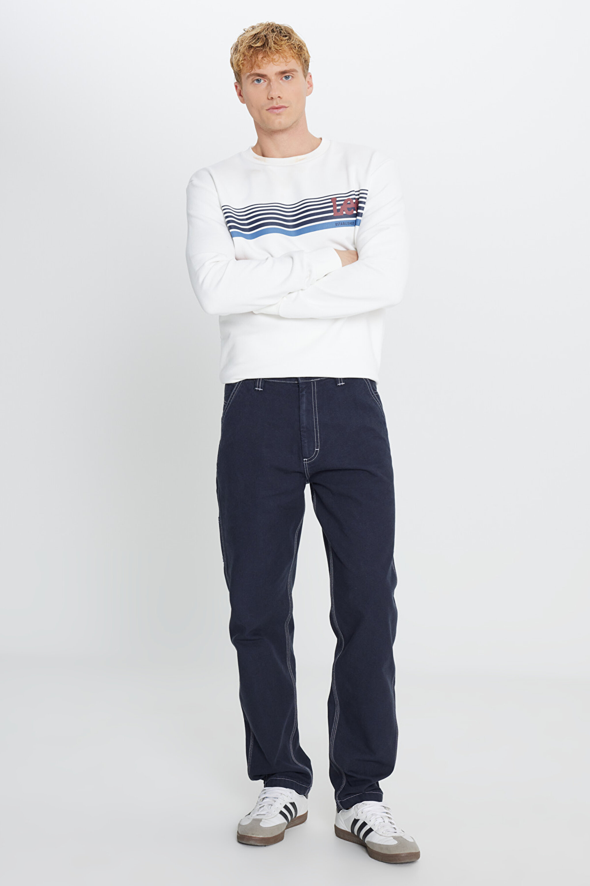 %100 Pamuk Relaxed Fit Rahat Kesim Jean Kot Denim Pantolon - Rebel Navy-L75K202302917 (görsel 2)