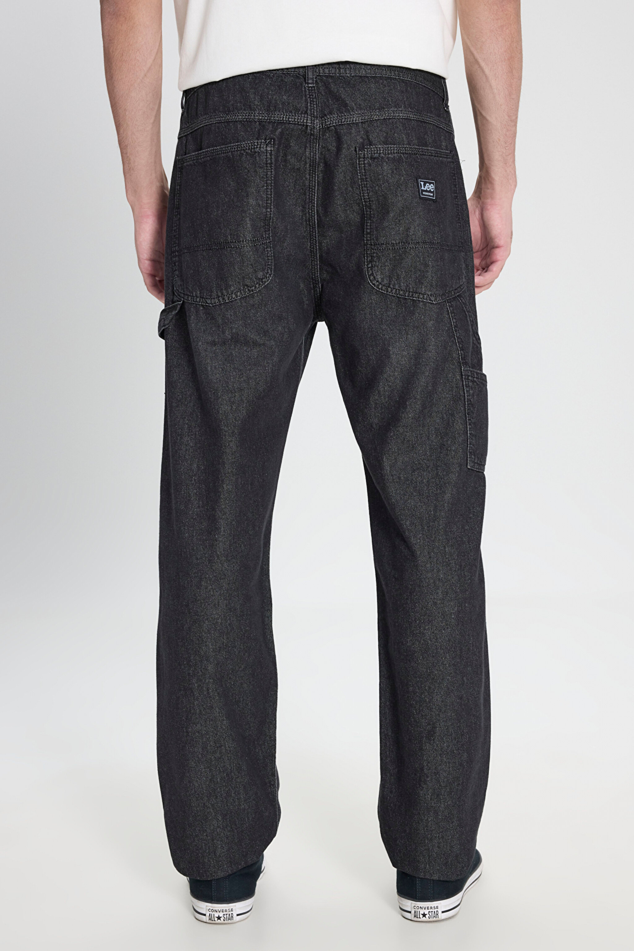 Carpenter Fit %100 Pamuk Düşük Bel Geniş Paça Jean Kot Pantolon - Black Stone Mill-L75KARGT (görsel 5)