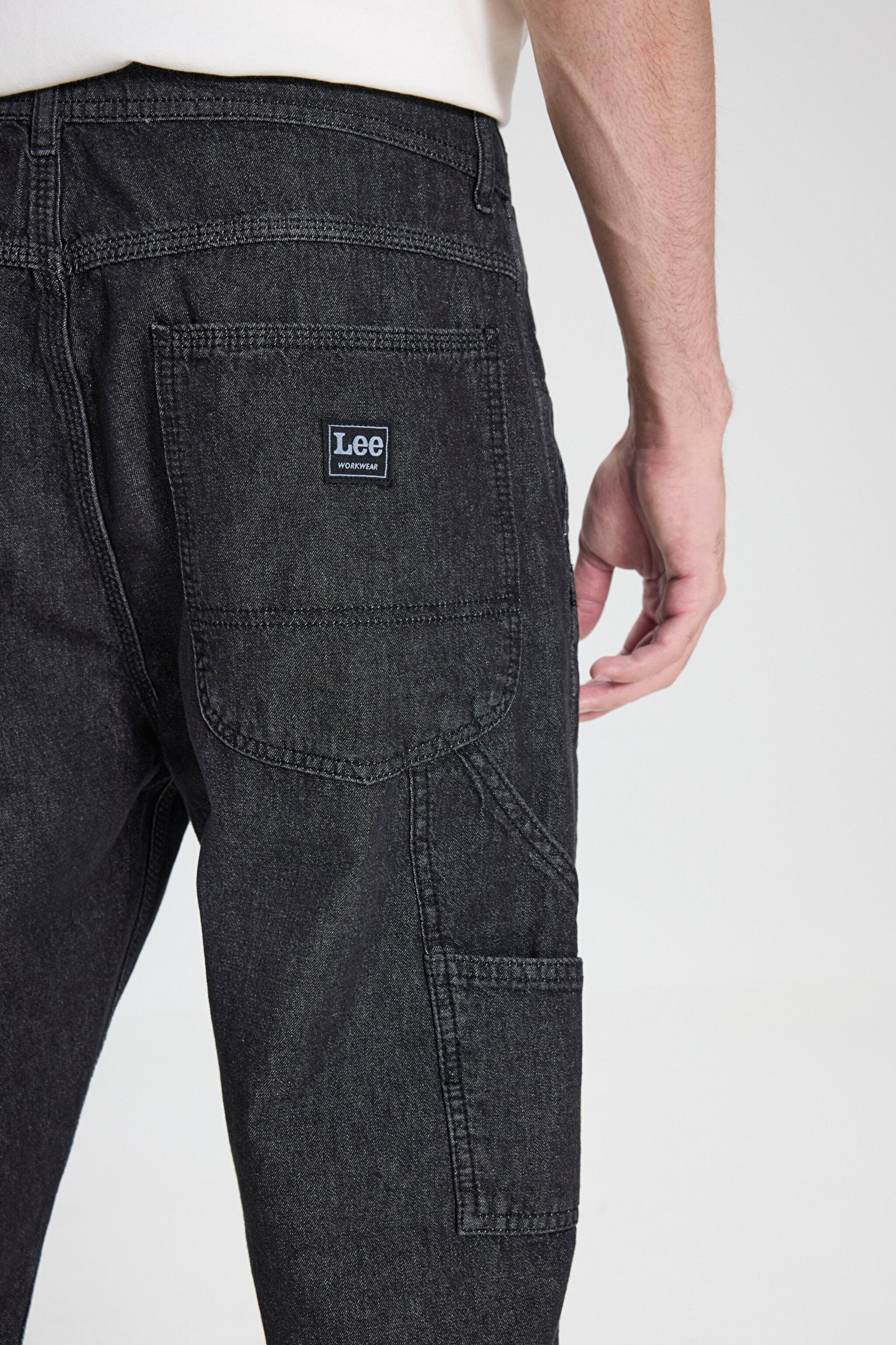 Carpenter Fit %100 Pamuk Düşük Bel Geniş Paça Jean Kot Pantolon - Black Stone Mill-L75KARGT (görsel 6)