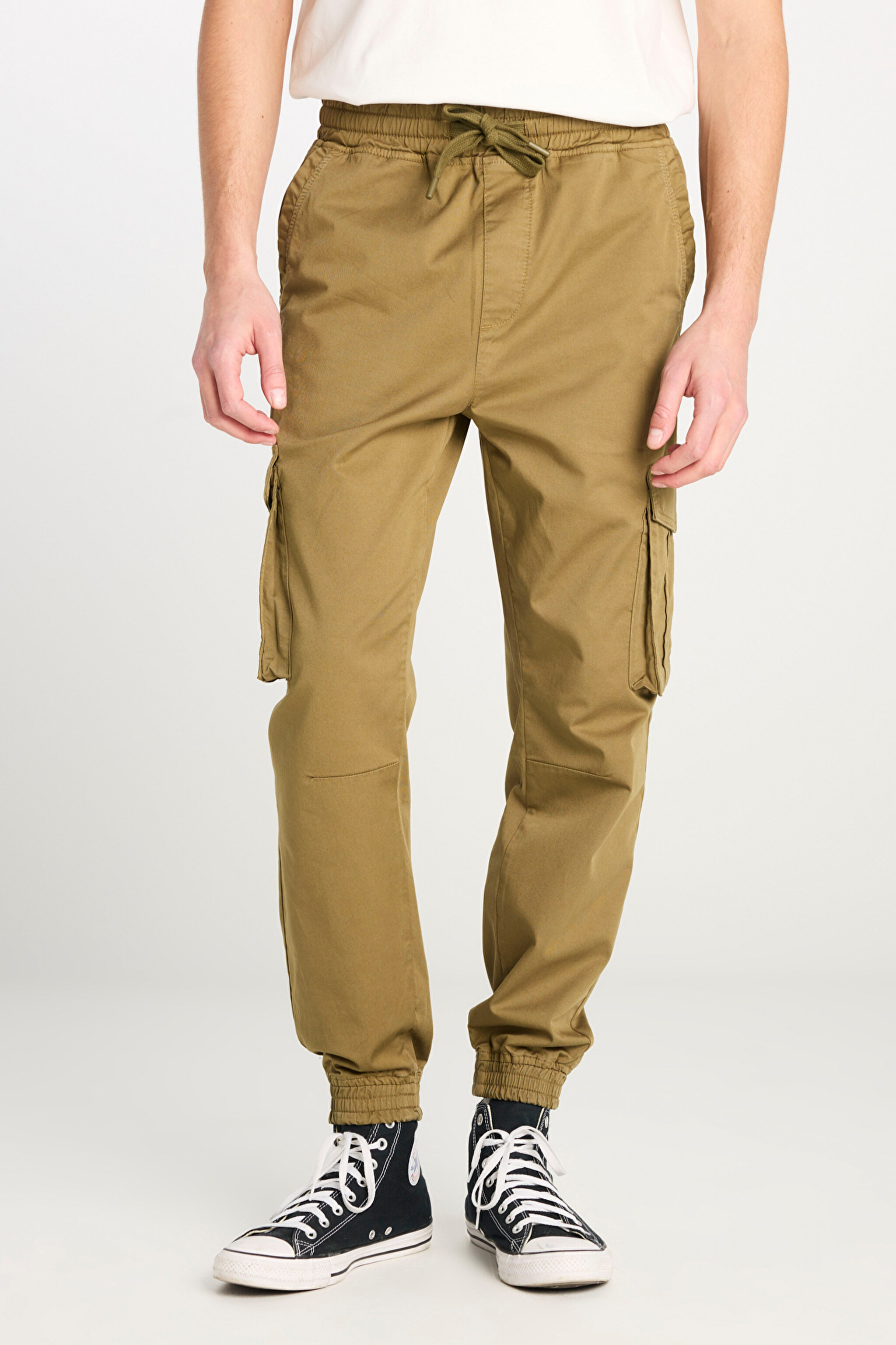 Regular Fit Normal Kesim Ribanalı Paça Kargo Cepli Haki Jogger Pantolon - Khaki-L76E00001801 (görsel 4)