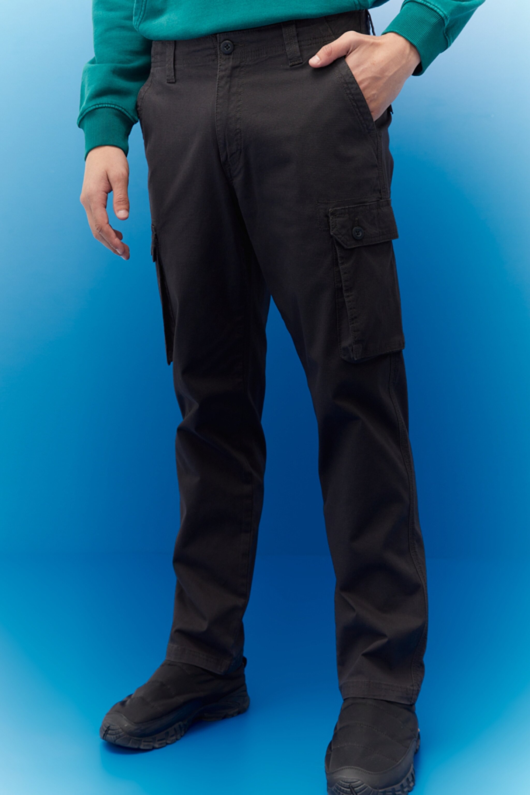 Straight Fit Normal Bel Düz Paça Kargo Cepli Pantolon - Shadow-L76ECTWC
