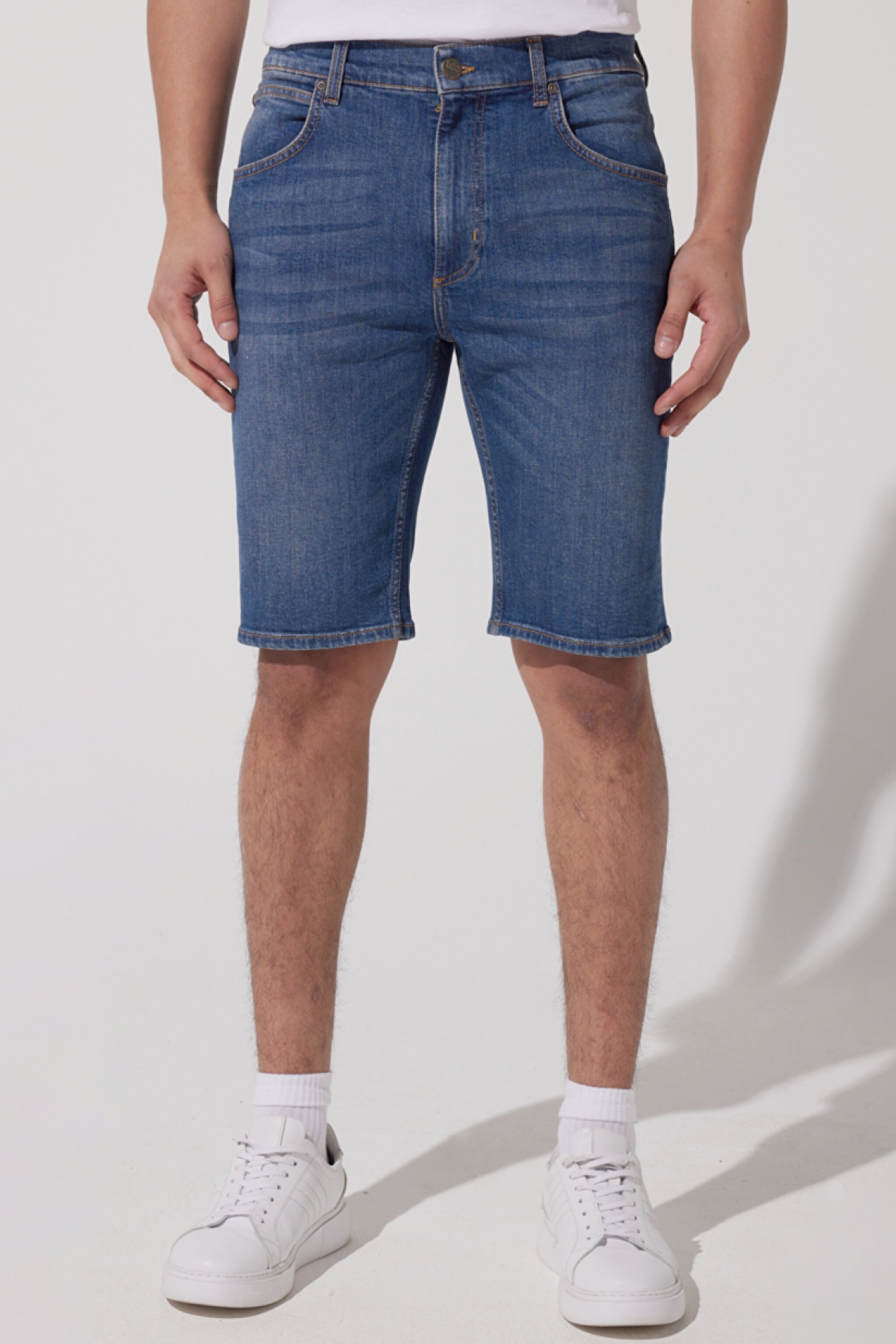 Regular Fit Normal Keism Normal Bel Mavi Esnek Jean Kot Şort