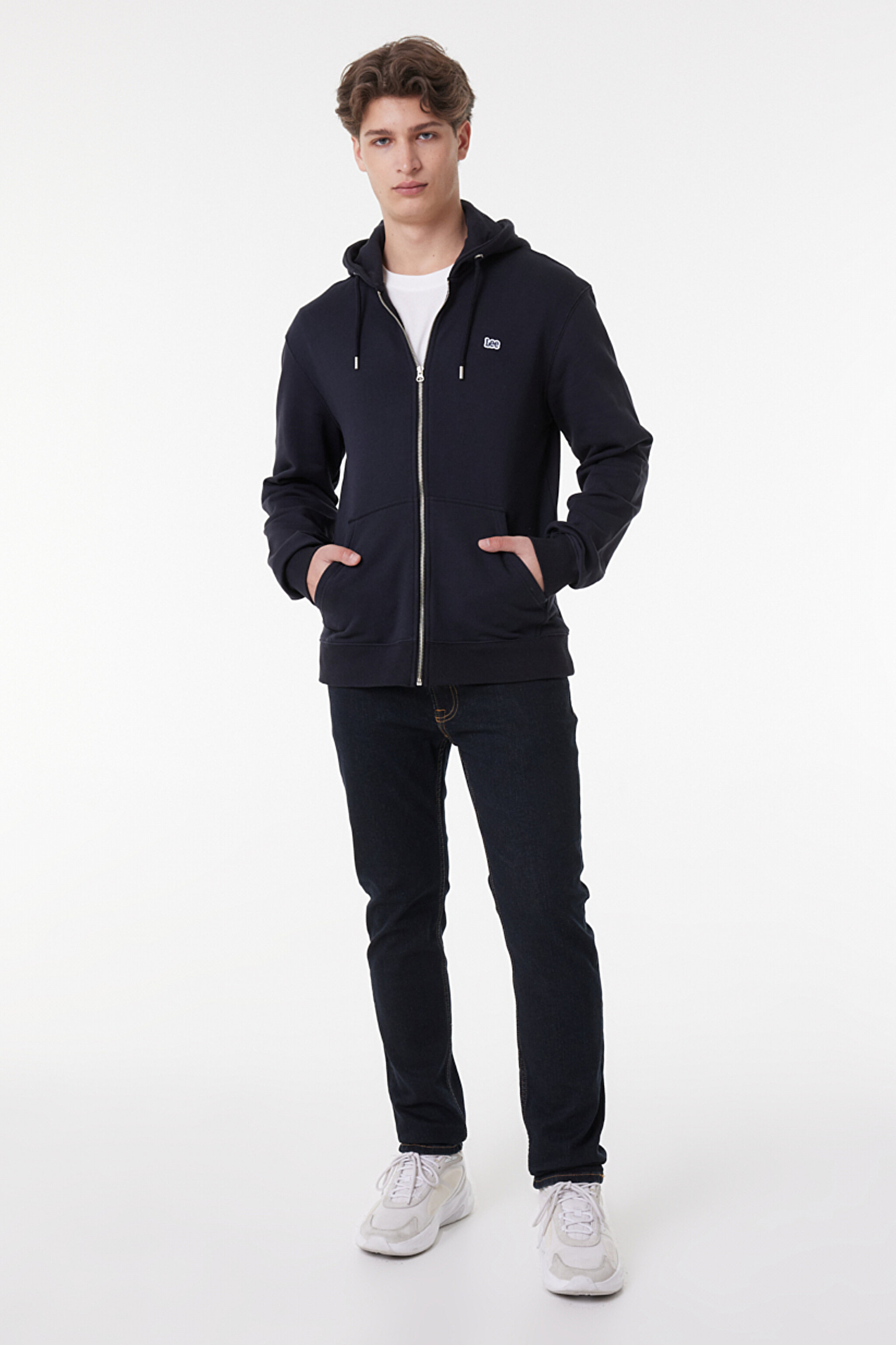 Regular Fit Normal Kesim %100 Pamuk Kapüşonlu Tam Fermuarlı Sweatshirt - Black-L80KSP01 (görsel 2)