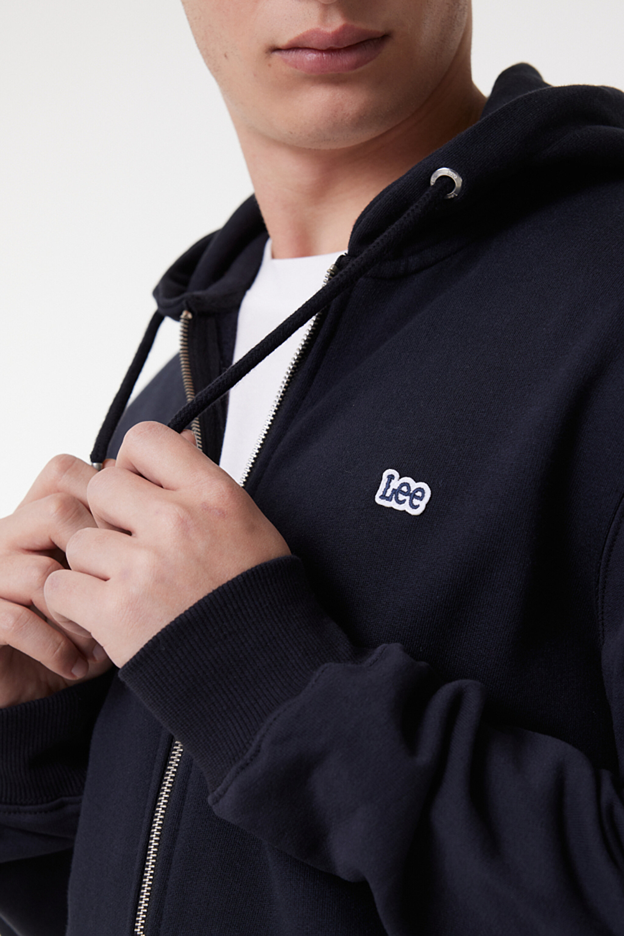Regular Fit Normal Kesim %100 Pamuk Kapüşonlu Tam Fermuarlı Sweatshirt - Black-L80KSP01 (görsel 3)