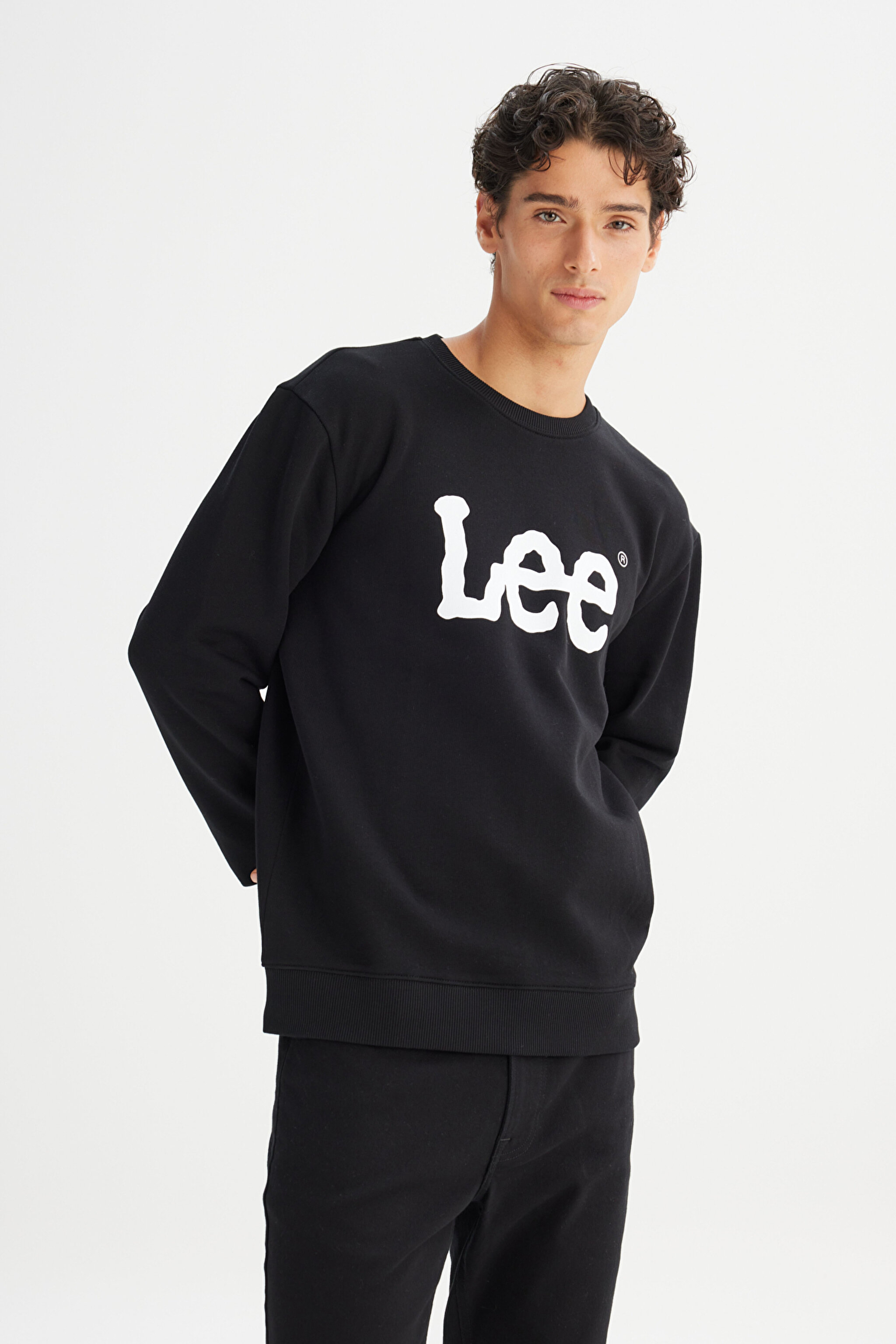 Regular Fit Normal Kesim %100 Pamuk Sıfır Yaka Sweatshirt - Black-L80XTJ01 (görsel 2)