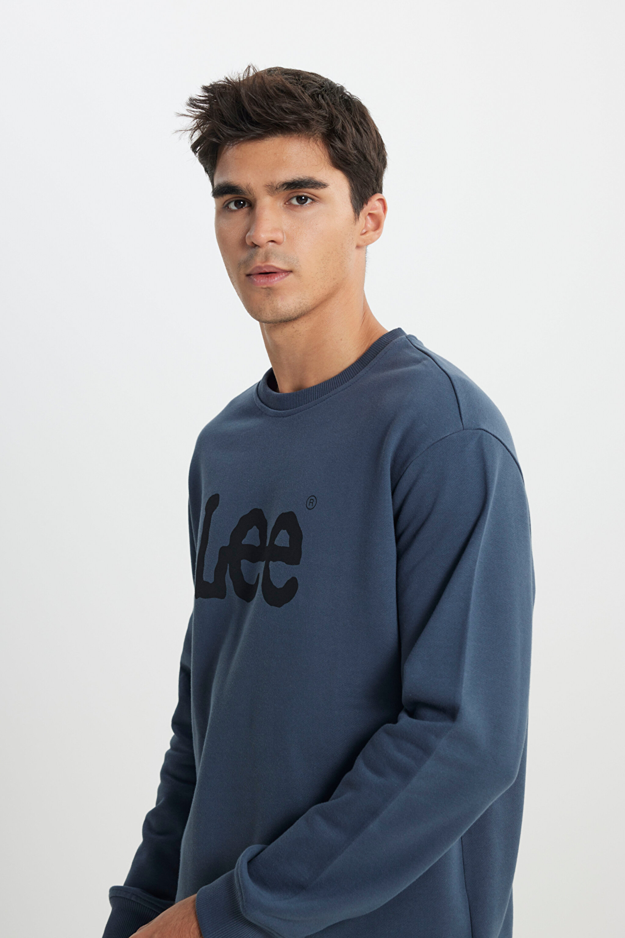 Regular Fit Normal Kesim %100 Pamuk Sıfır Yaka Sweatshirt - Anthracite-L80XTJTG (görsel 2)