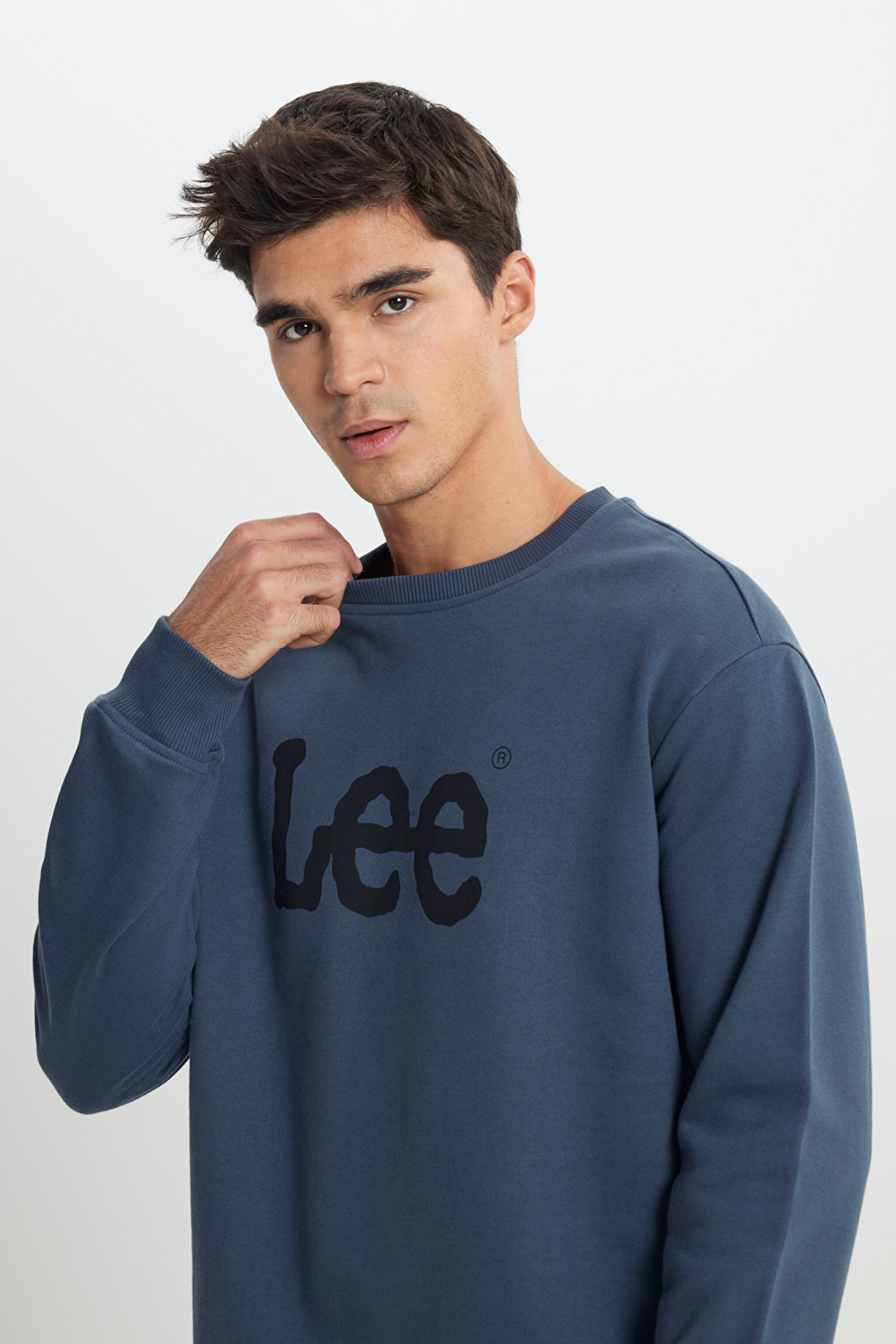 Regular Fit Normal Kesim %100 Pamuk Sıfır Yaka Sweatshirt - Anthracite-L80XTJTG (görsel 3)