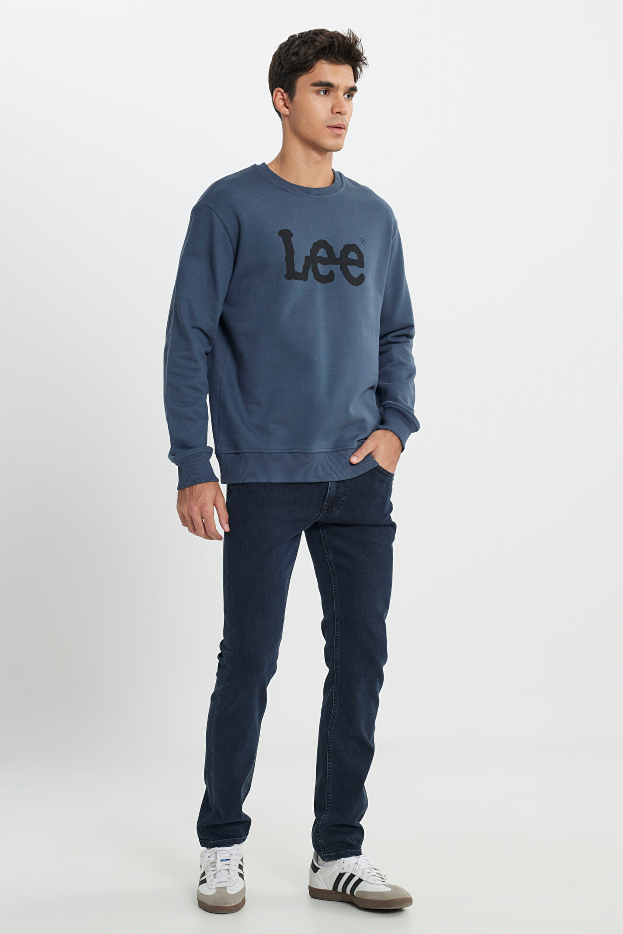 Regular Fit Normal Kesim %100 Pamuk Sıfır Yaka Sweatshirt - Anthracite-L80XTJTG (görsel 4)