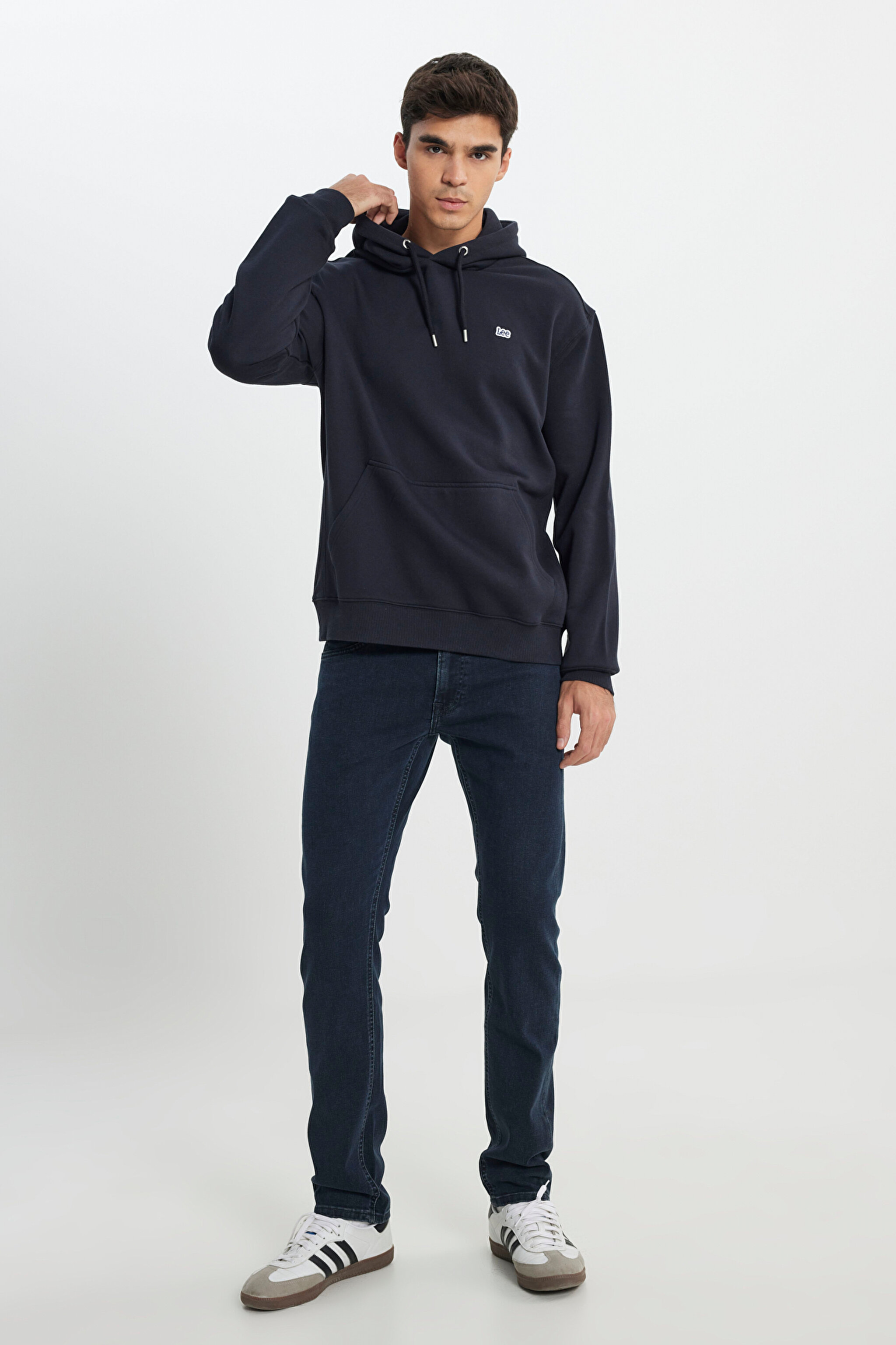 Regular Fit Normal Kesim %100 Pamuk Kapüşonlu Şardonlu Siyah Sweatshirt - Black-L80YRY01 (görsel 4)