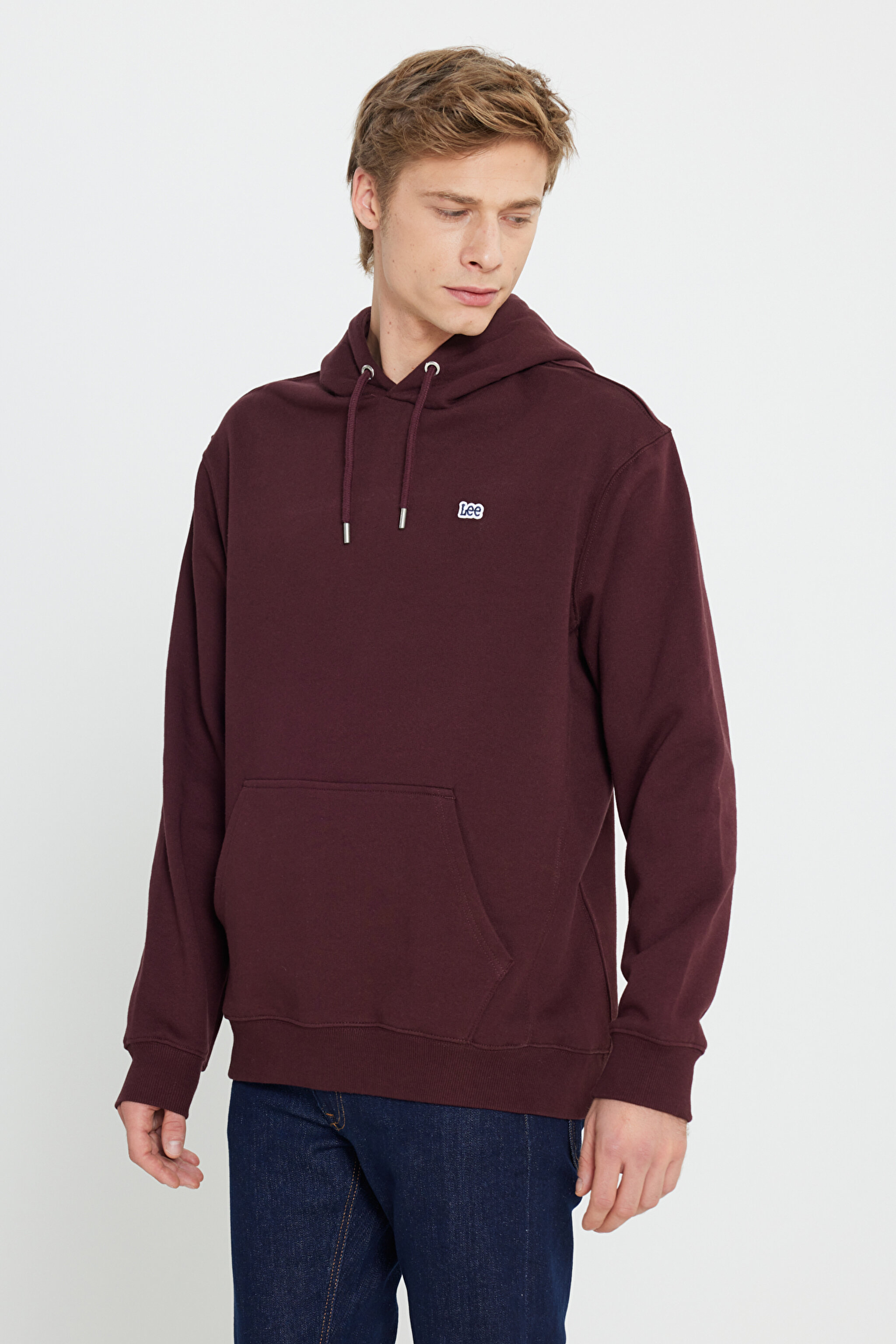 Regular Fit Normal Kesim %100 Pamuk Kapüşonlu Şardonlu Sweatshirt - Velvet Beet-L80YRY74 (görsel 2)
