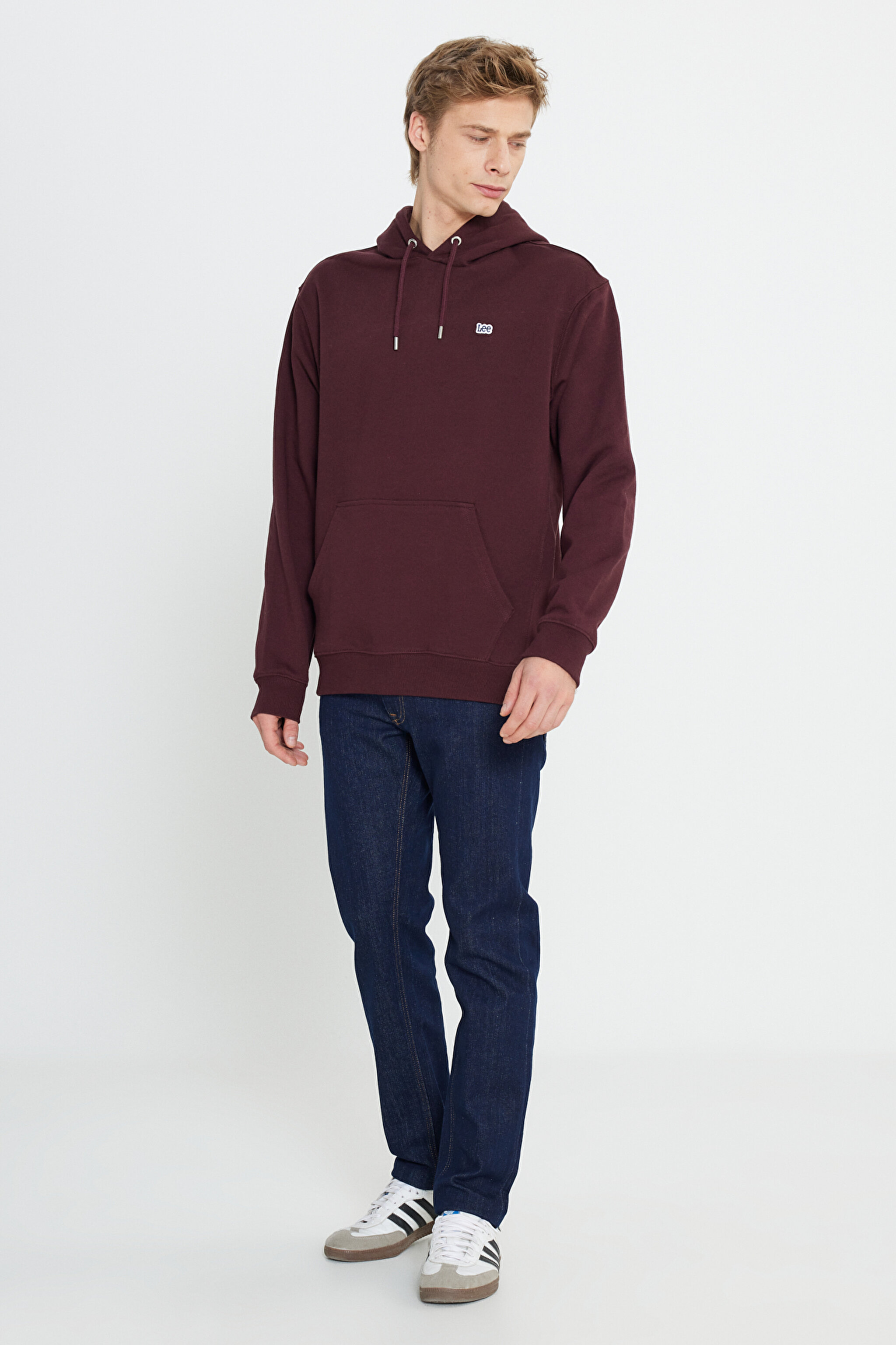 Regular Fit Normal Kesim %100 Pamuk Kapüşonlu Şardonlu Sweatshirt - Velvet Beet-L80YRY74 (görsel 3)