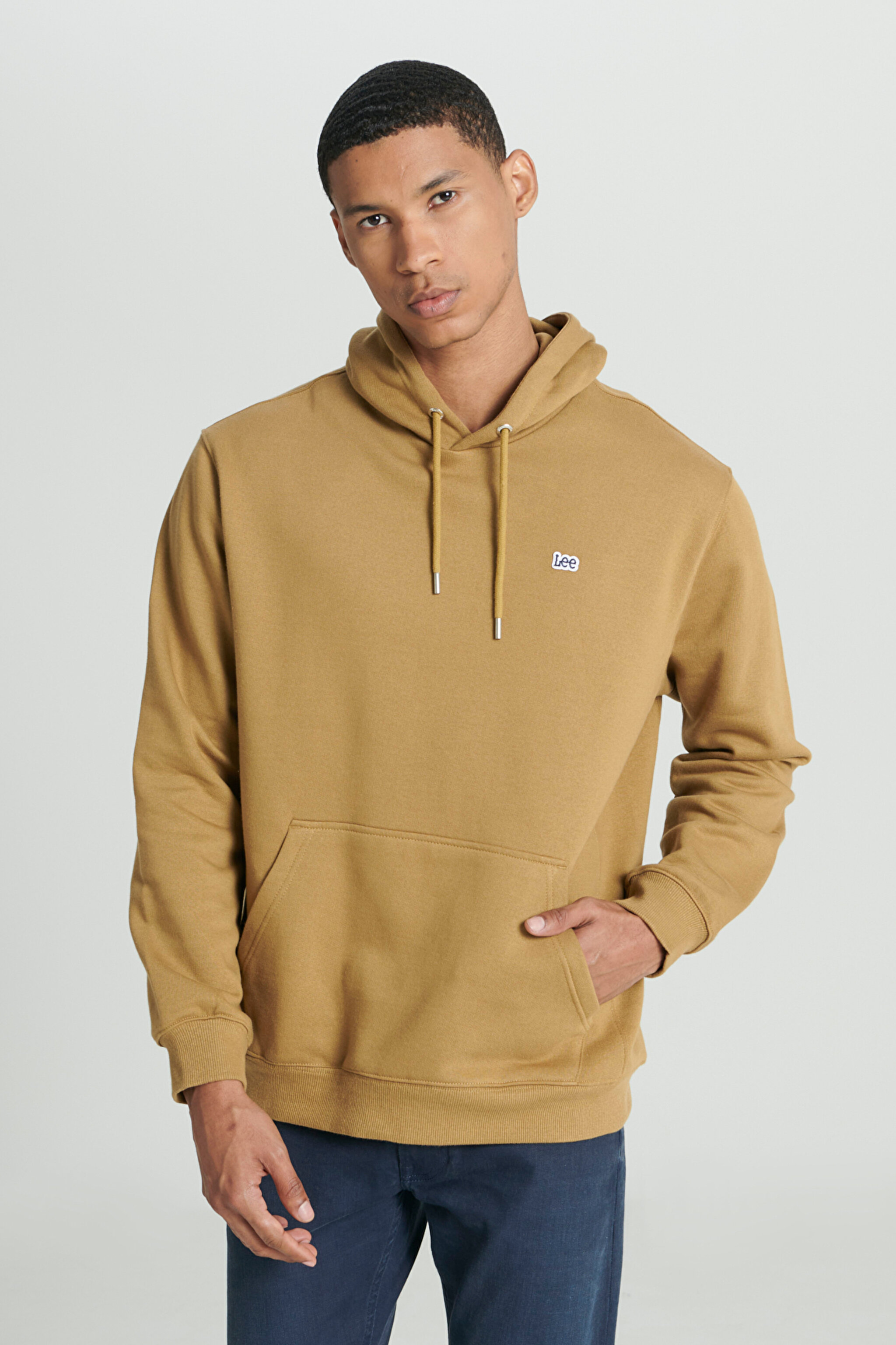 Regular Fit Normal Kesim %100 Pamuk Kapüşonlu İçi Polarlı Hardal Sweatshirt - Tumbleweed-L80YRY84 (görsel 2)