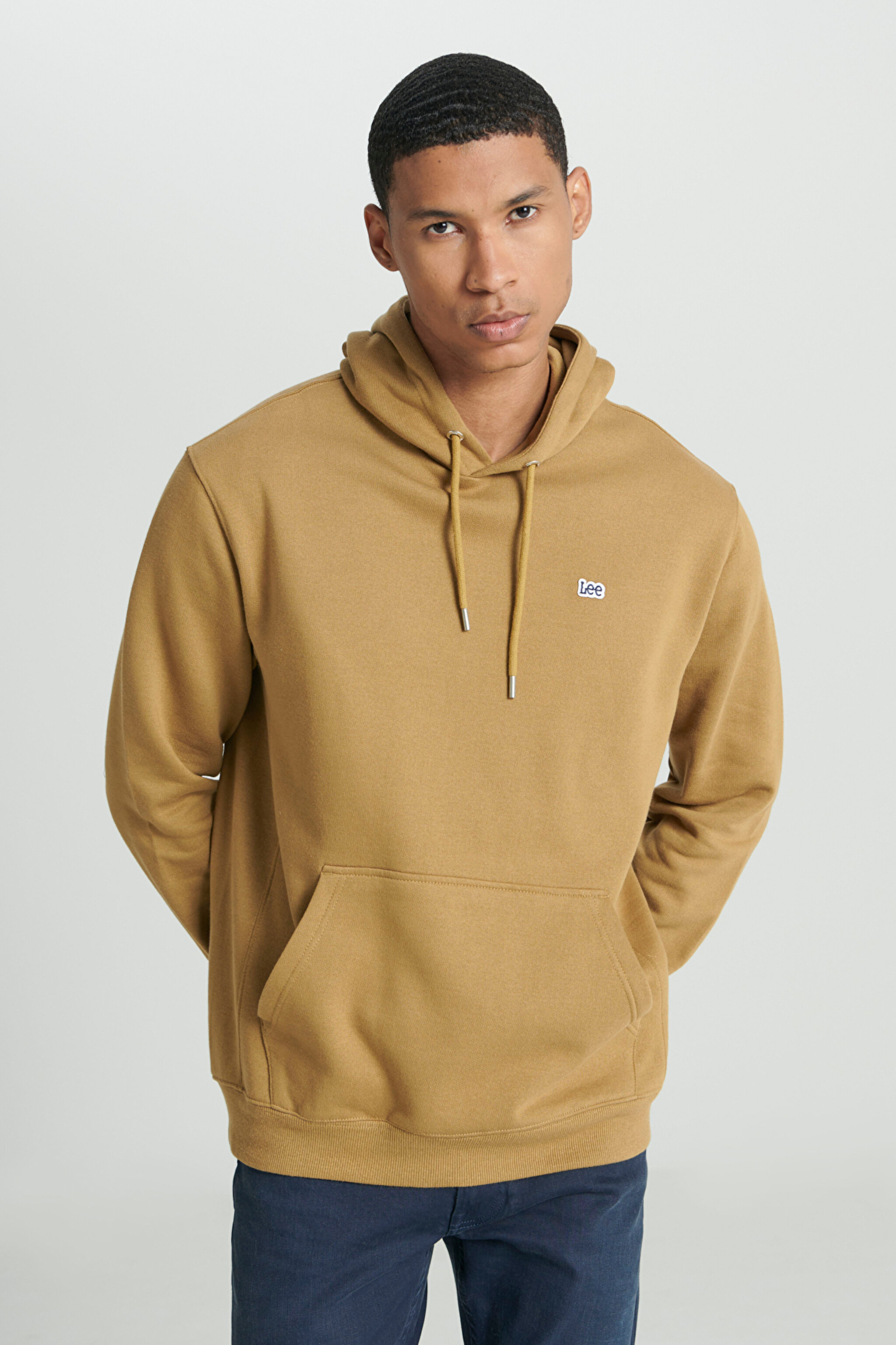 Regular Fit Normal Kesim %100 Pamuk Kapüşonlu İçi Polarlı Hardal Sweatshirt - Tumbleweed-L80YRY84 (görsel 3)
