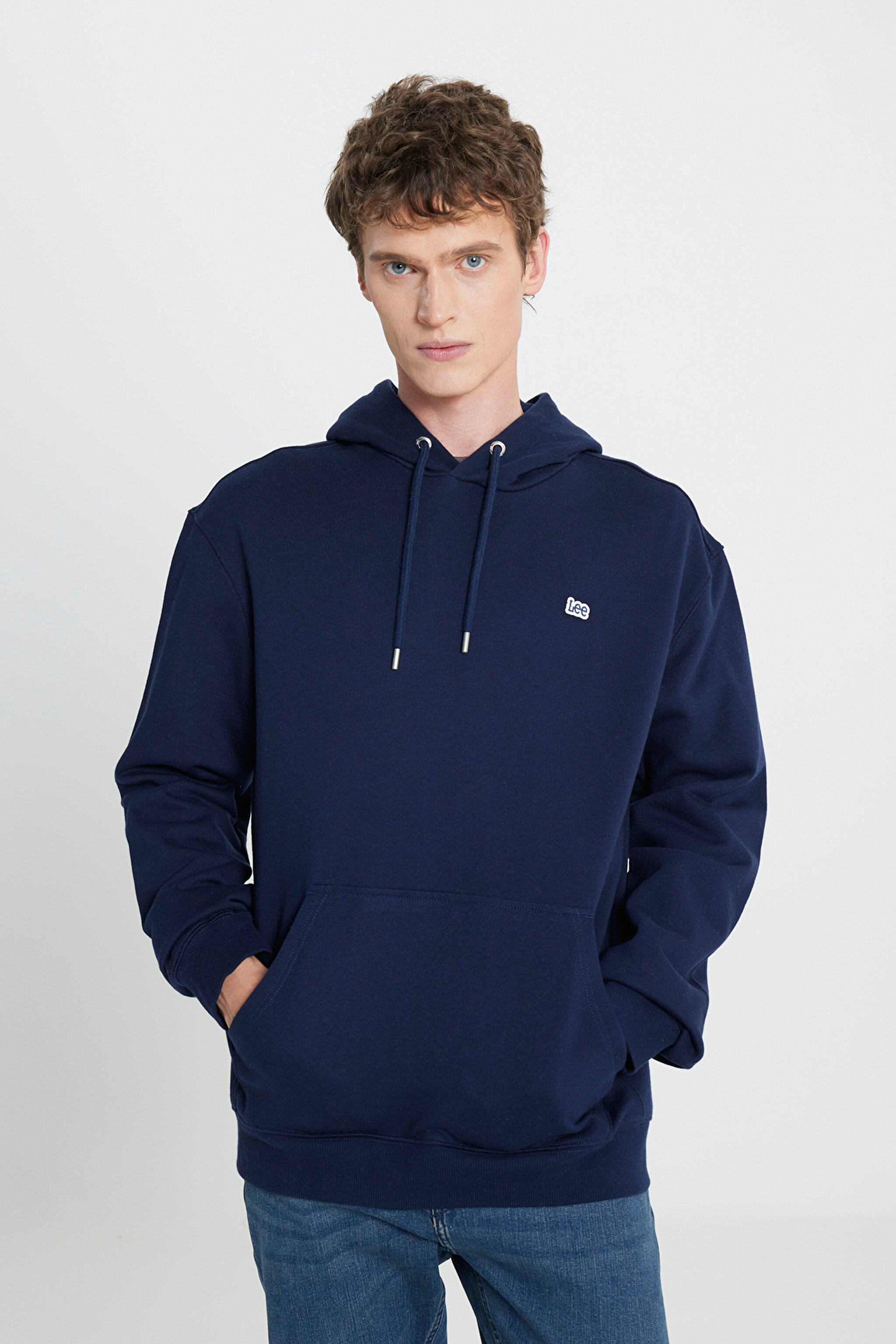 Regular Fit Normal Kesim %100 Pamuk Kapüşonlu Şardonlu Koyu Lacivert Sweatshirt - Emperor Navy-L80YRYA67 (görsel 2)