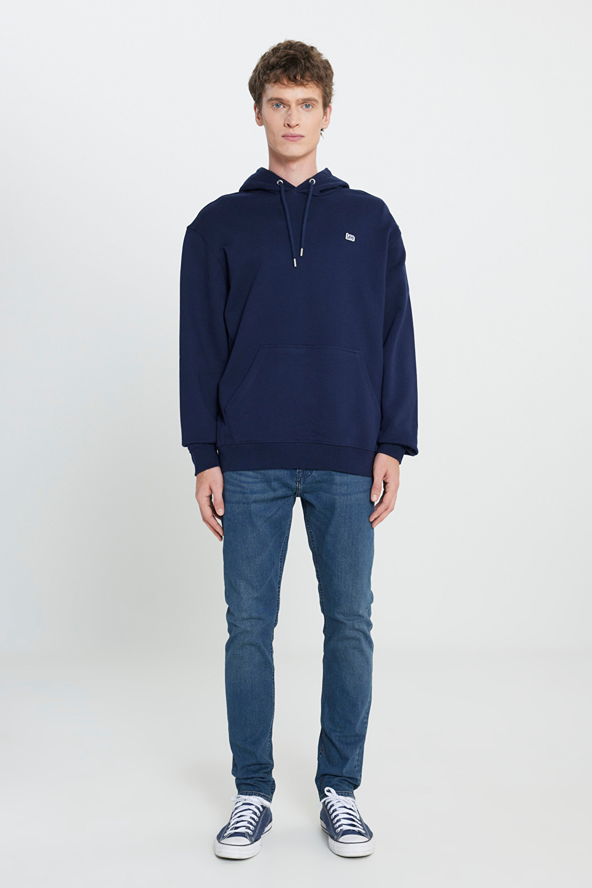 Regular Fit Normal Kesim %100 Pamuk Kapüşonlu Şardonlu Koyu Lacivert Sweatshirt - Emperor Navy-L80YRYA67 (görsel 3)