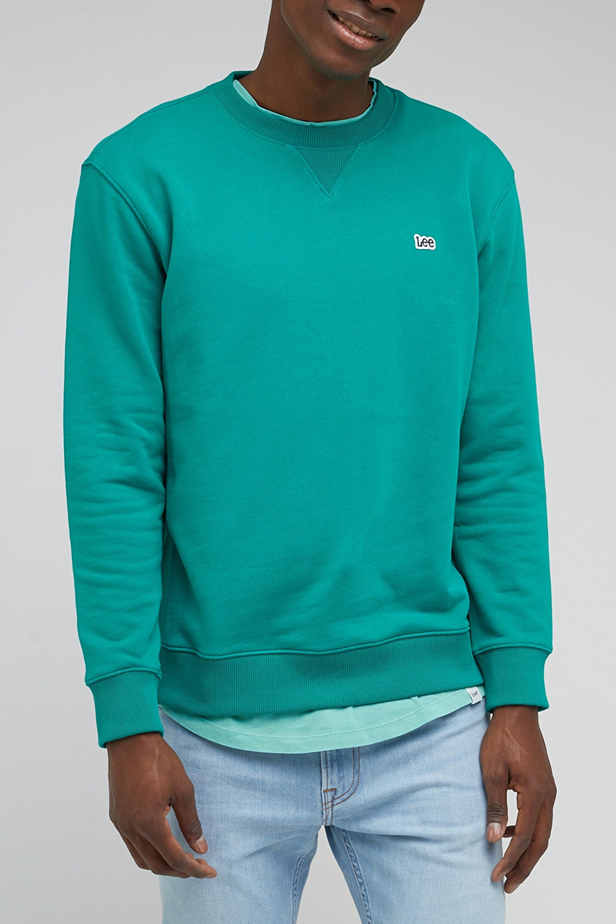 Regular Fit Normal Kesim %100 Pamuk Bisiklet Yaka Yeşil Sweatshirt