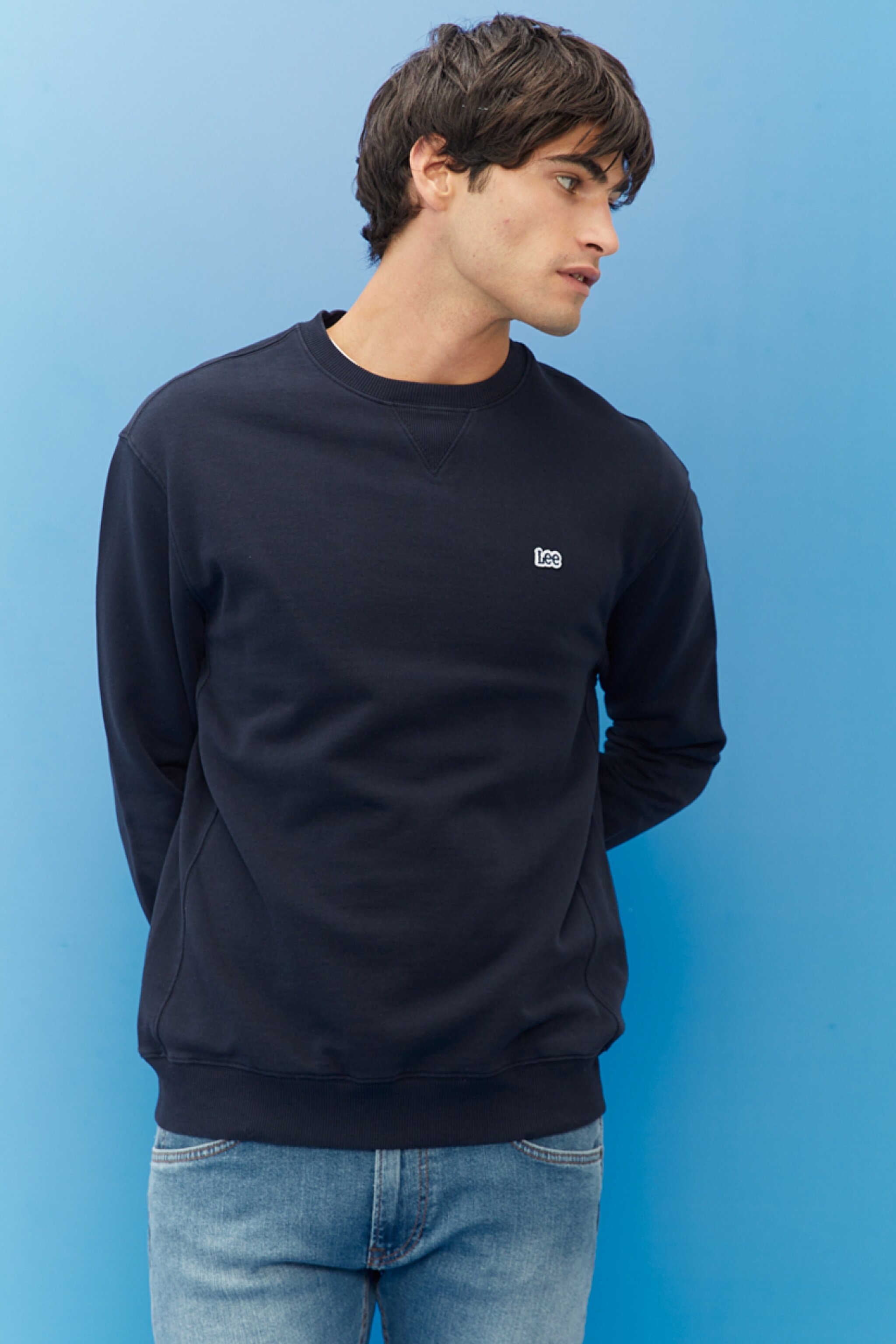 Regular Fit Normal Kesim %100 Pamuk Bisiklet Yaka Şardonlu Sweatshirt