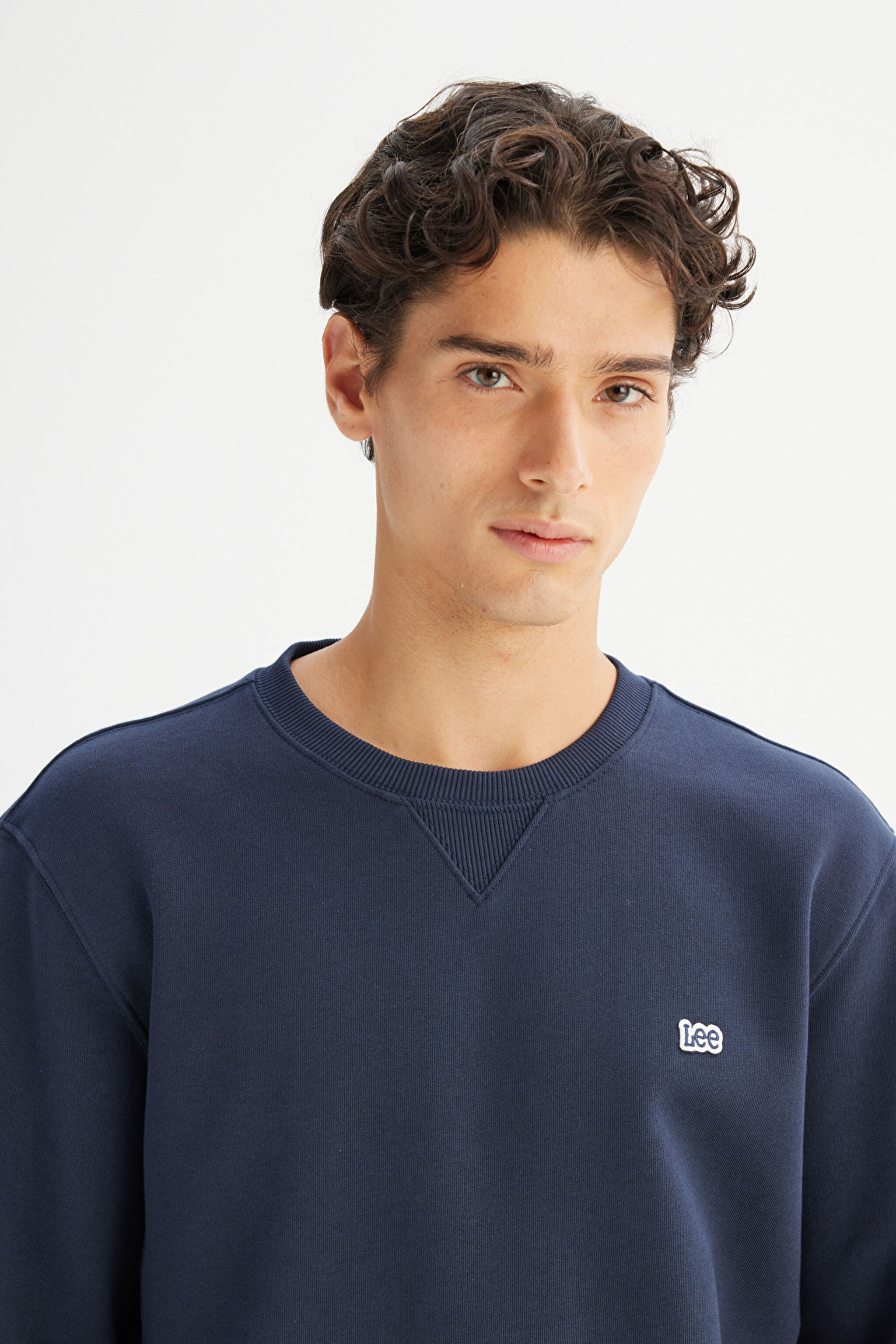 Regular Fit Normal Kesim %100 Pamuk Bisiklet Yaka Şardonlu Sweatshirt - Midnight Navy-L81IRYMA (görsel 4)